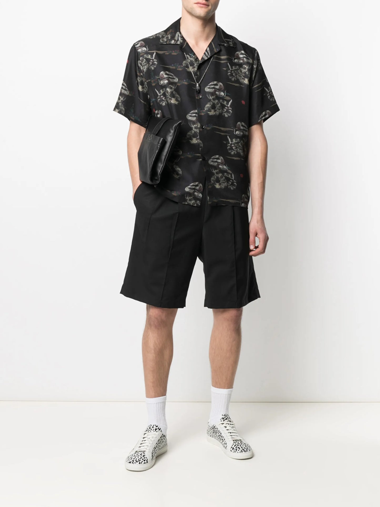 rattlesnake short-sleeve silk shirt