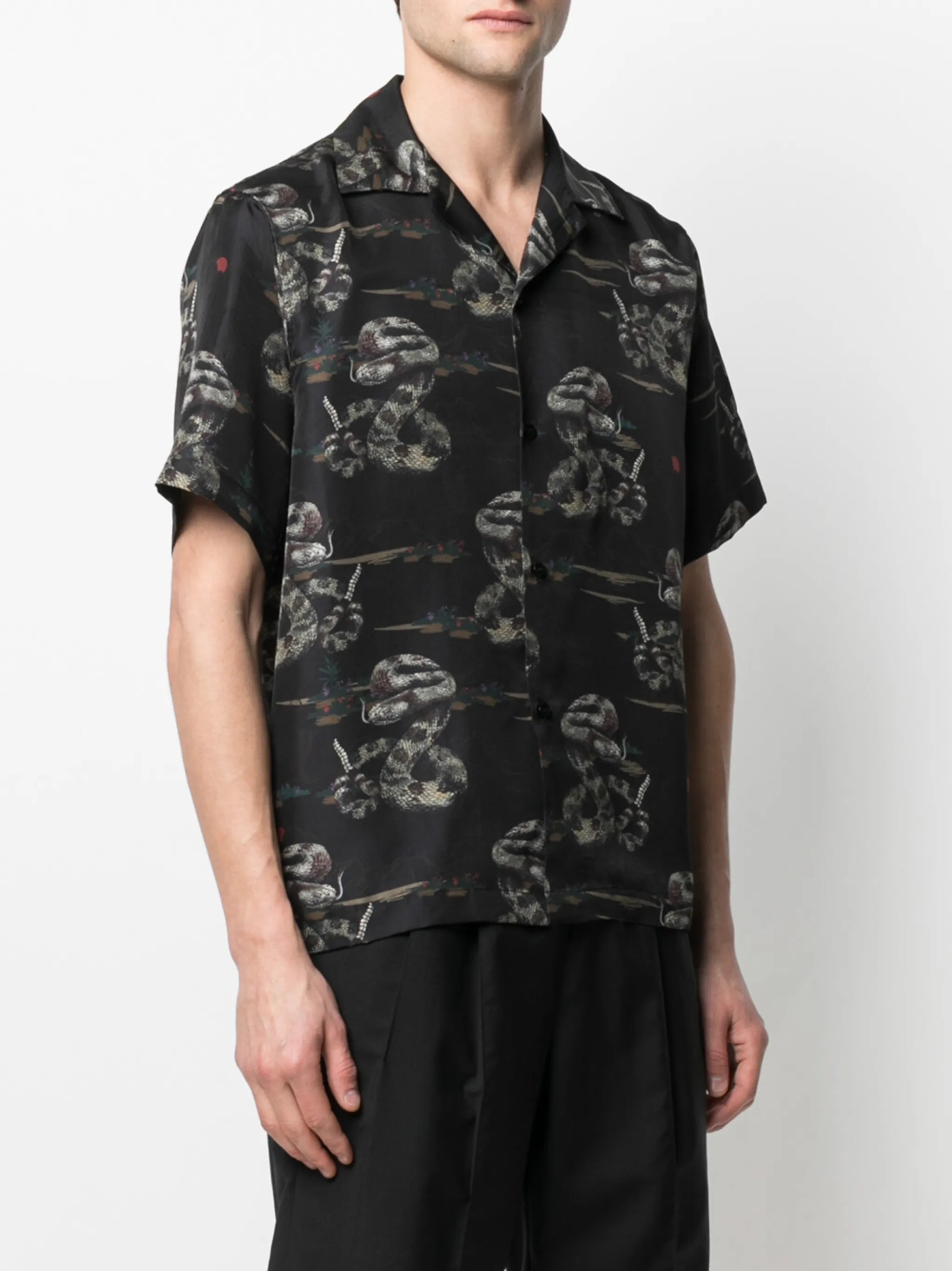 rattlesnake short-sleeve silk shirt