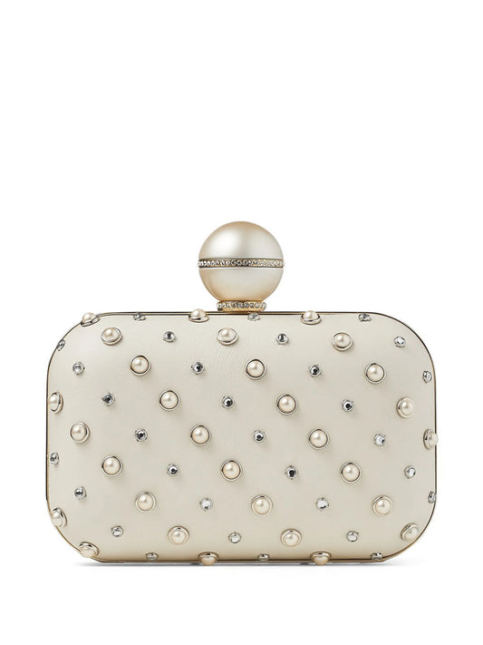 Cloud pearl-embellished clutch bag