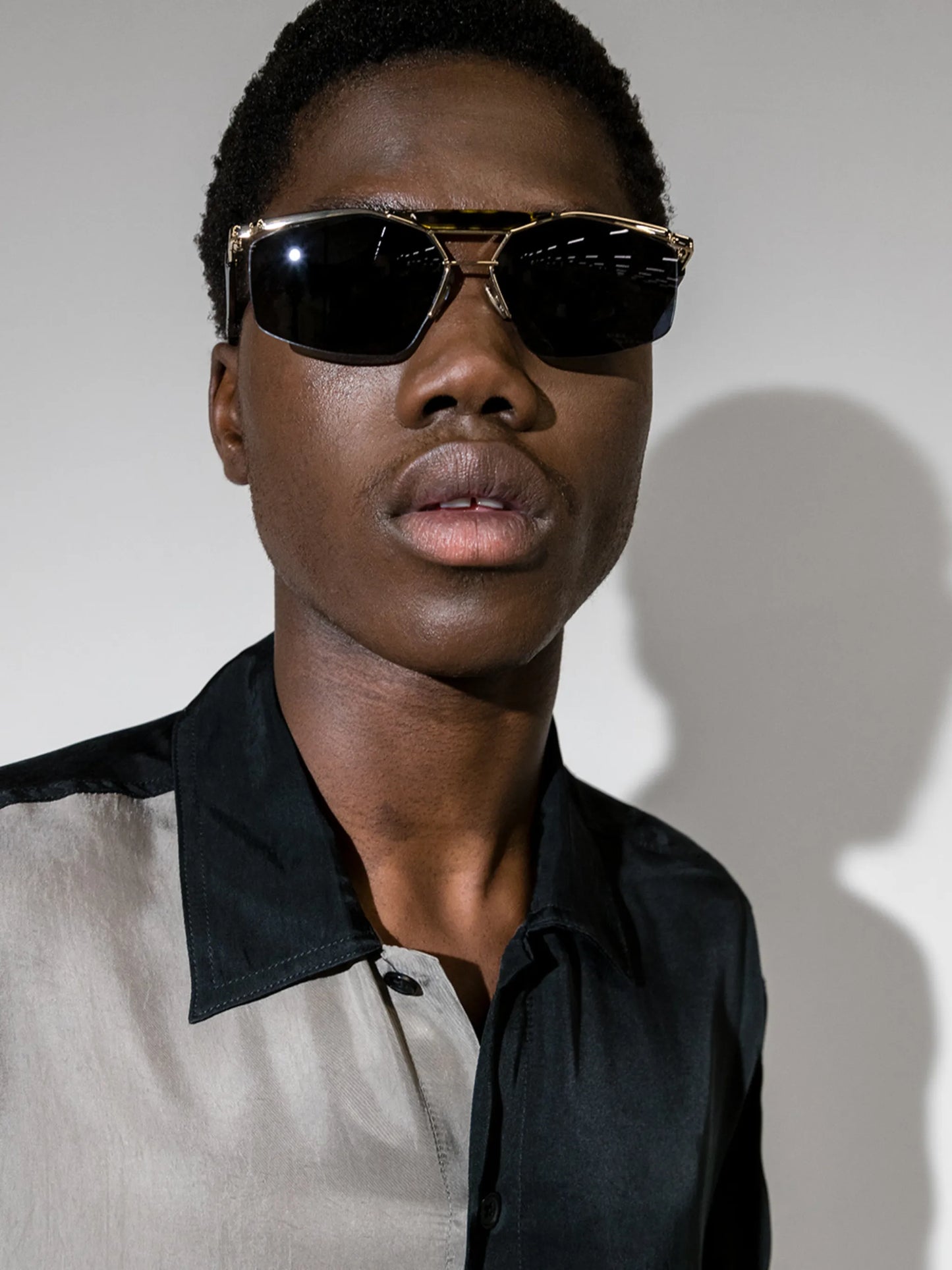 futuristic rectangular-frame sunglasses