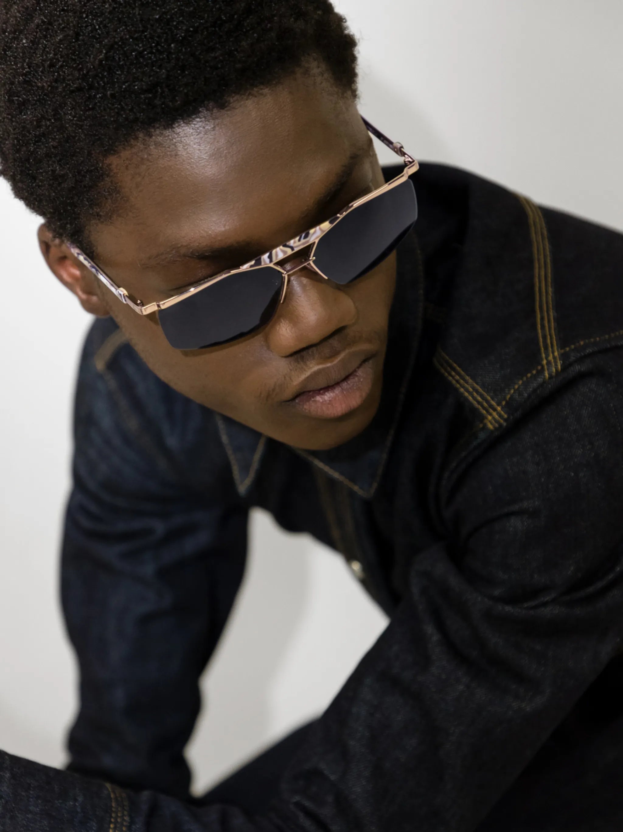 futuristic rectangular-frame sunglasses
