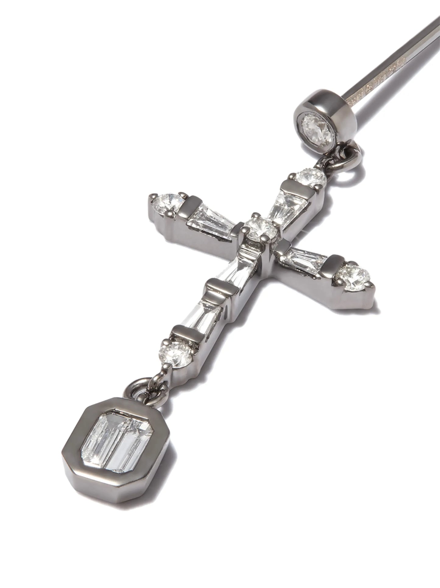 18K black gold cross drop diamond earrings
