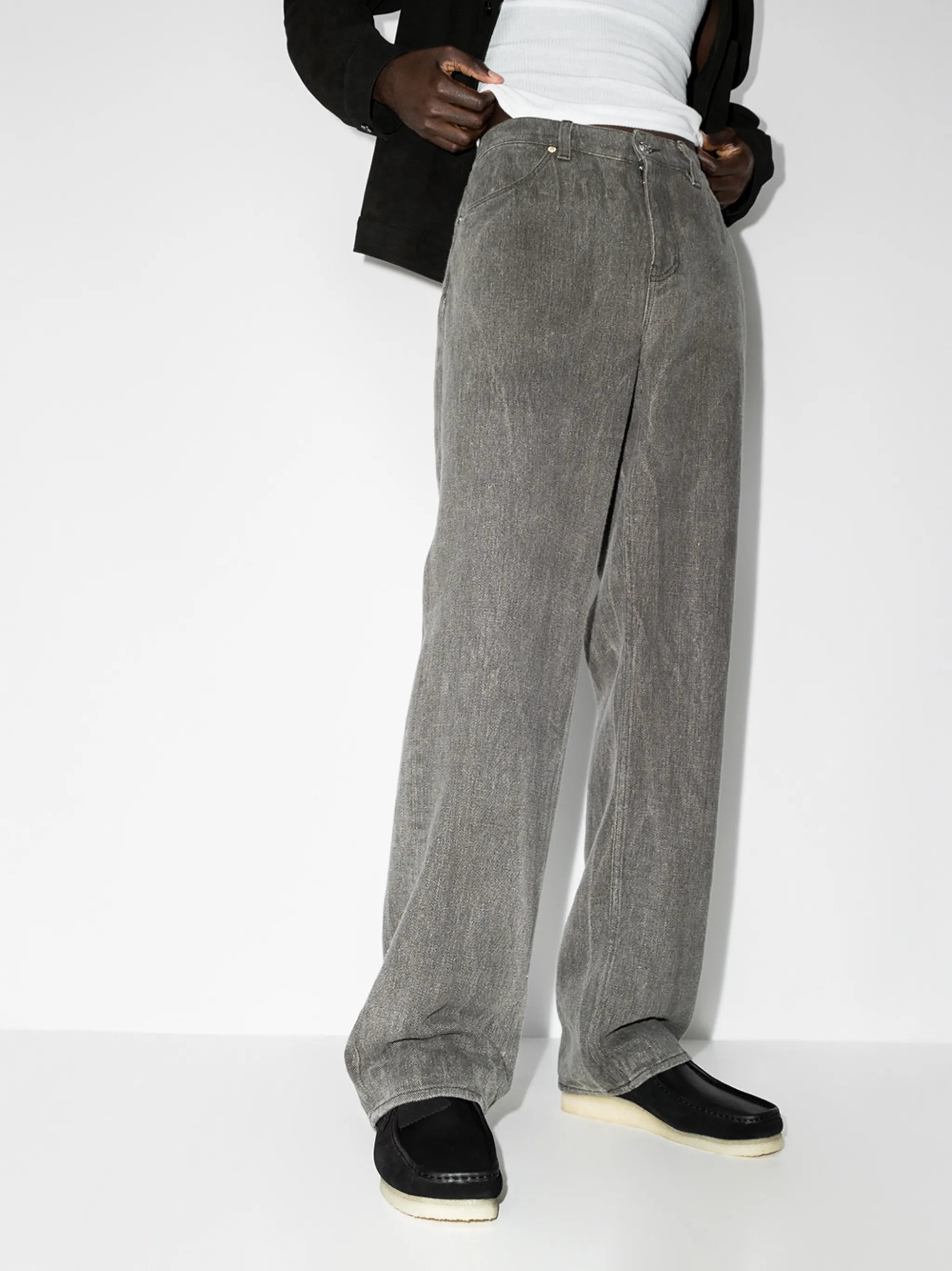 Wallabee contrasting-panel lace-up shoes