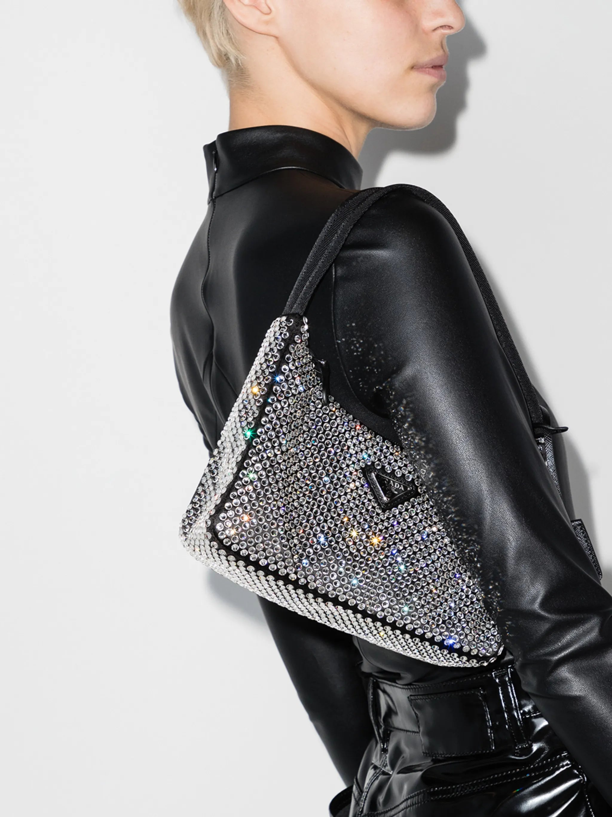 Re-Edition crystal-embellished shoulder bag