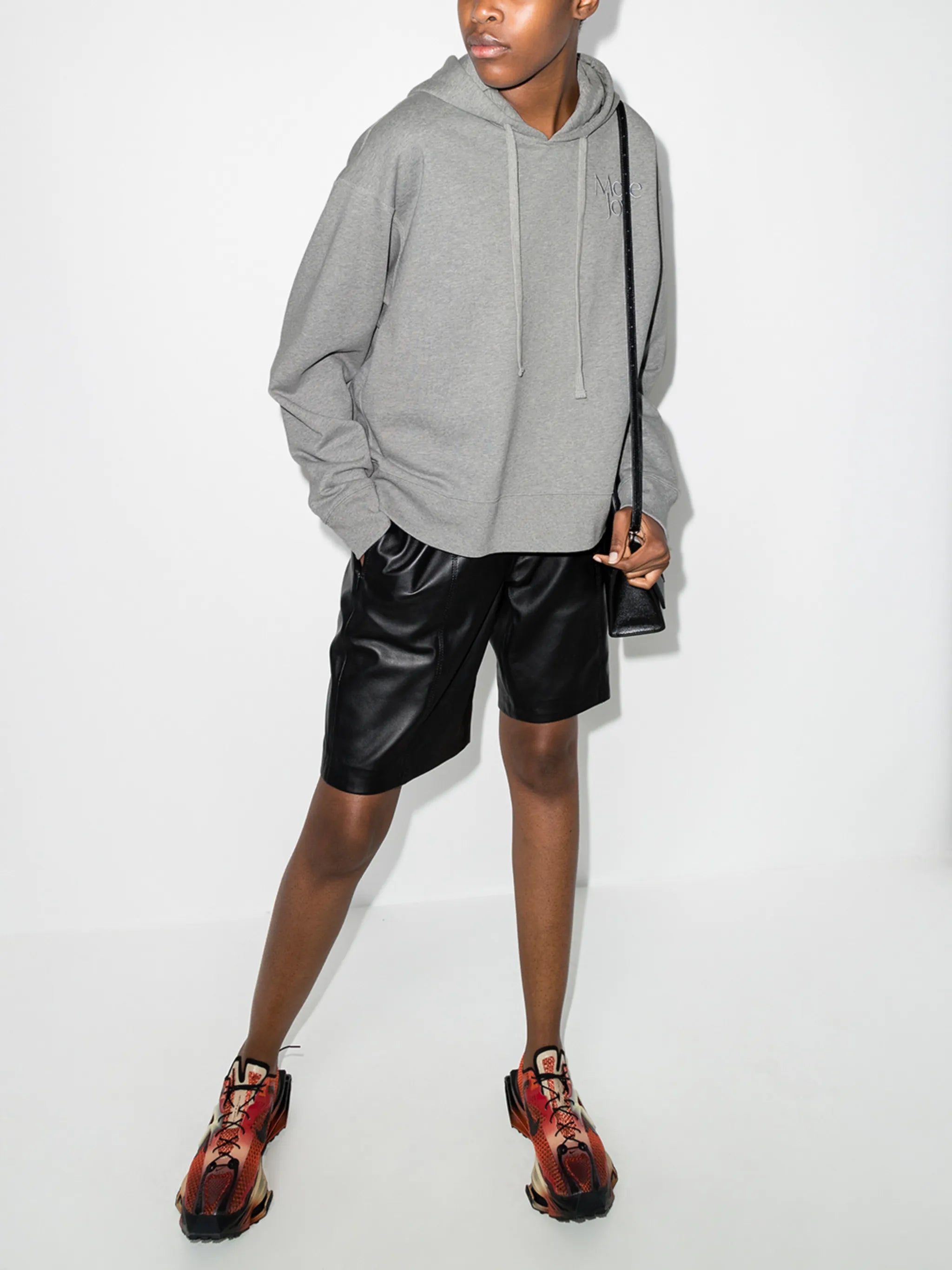 logo-embroidered cropped hoodie