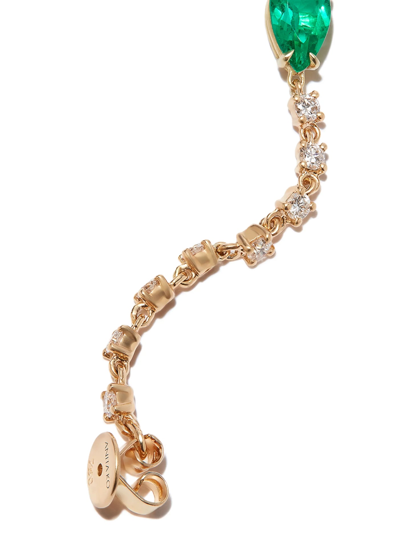 18kt yellow gold emerald loop earring