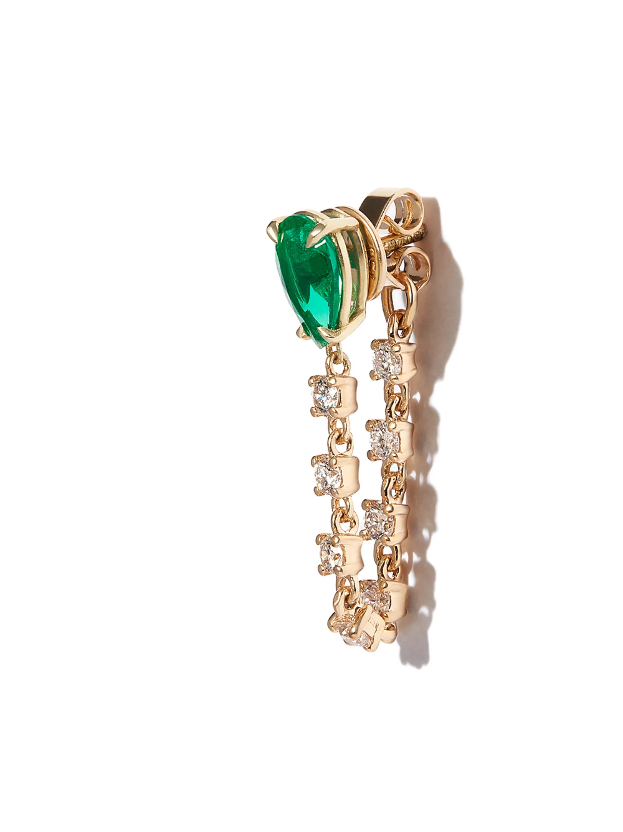18kt yellow gold emerald loop earring