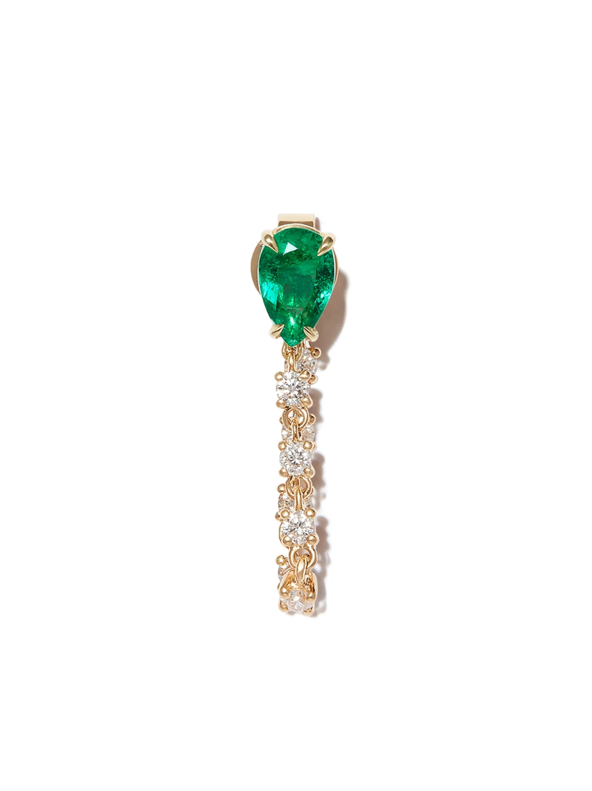 18kt yellow gold emerald loop earring