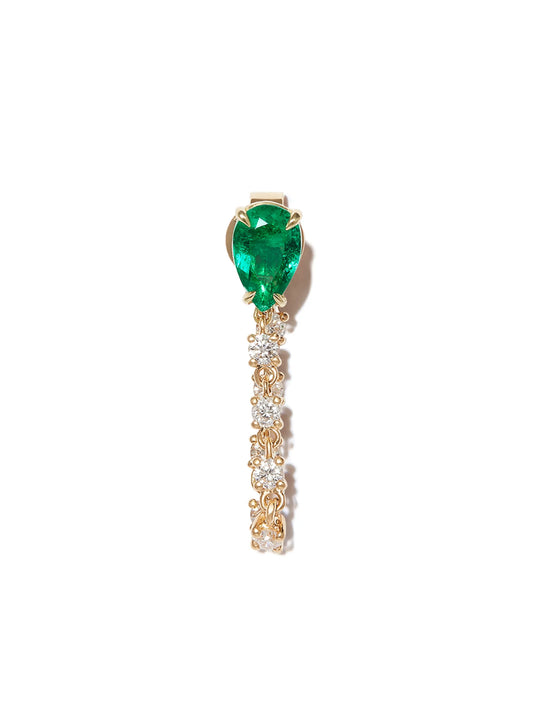 18kt yellow gold emerald loop earring
