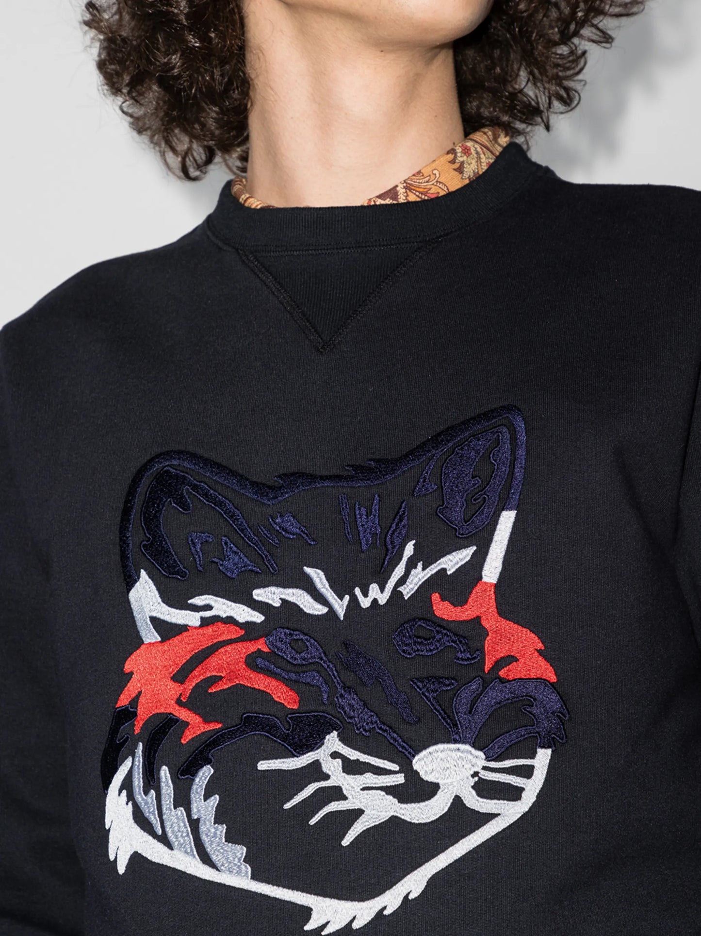 embroidered fox motif sweatshirt