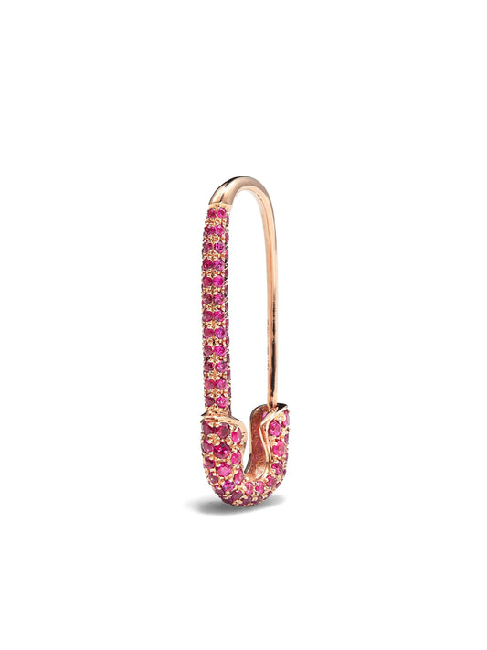 Safety-Pin ruby-embellished earring