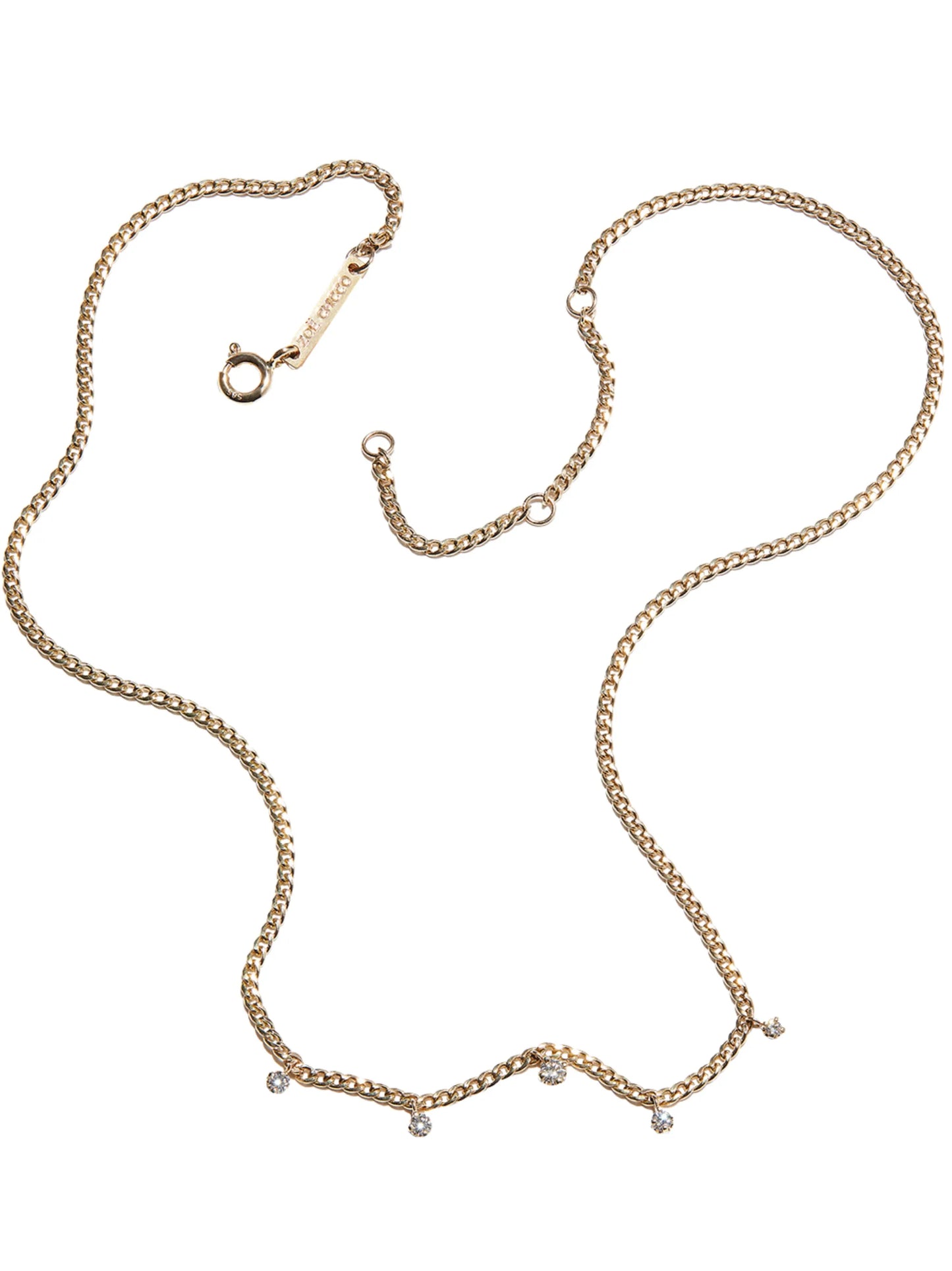 14kt yellow gold XS curb-chain diamond necklace