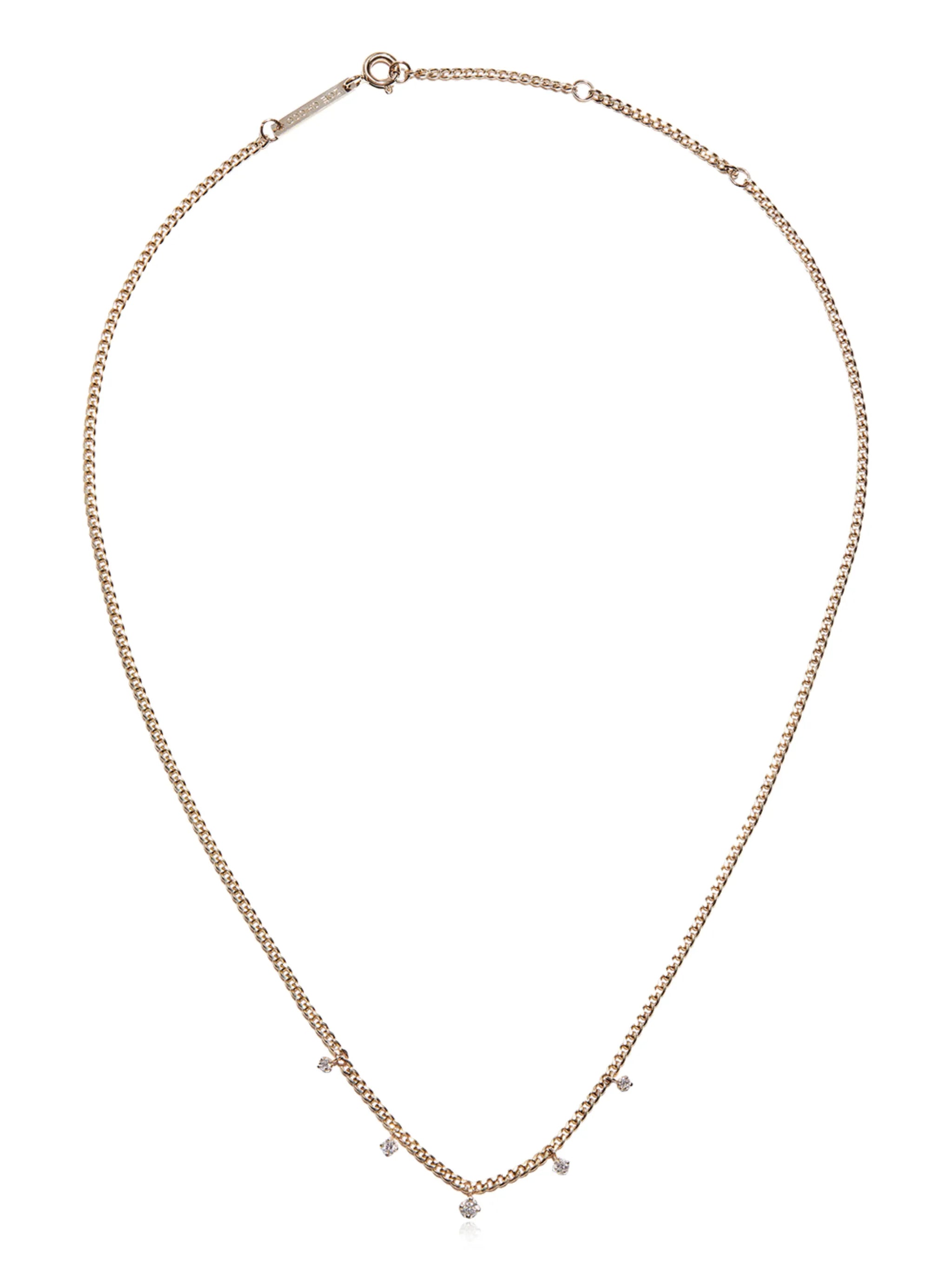 14kt yellow gold XS curb-chain diamond necklace