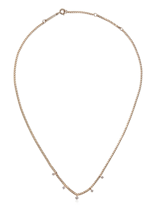 14kt yellow gold XS curb-chain diamond necklace
