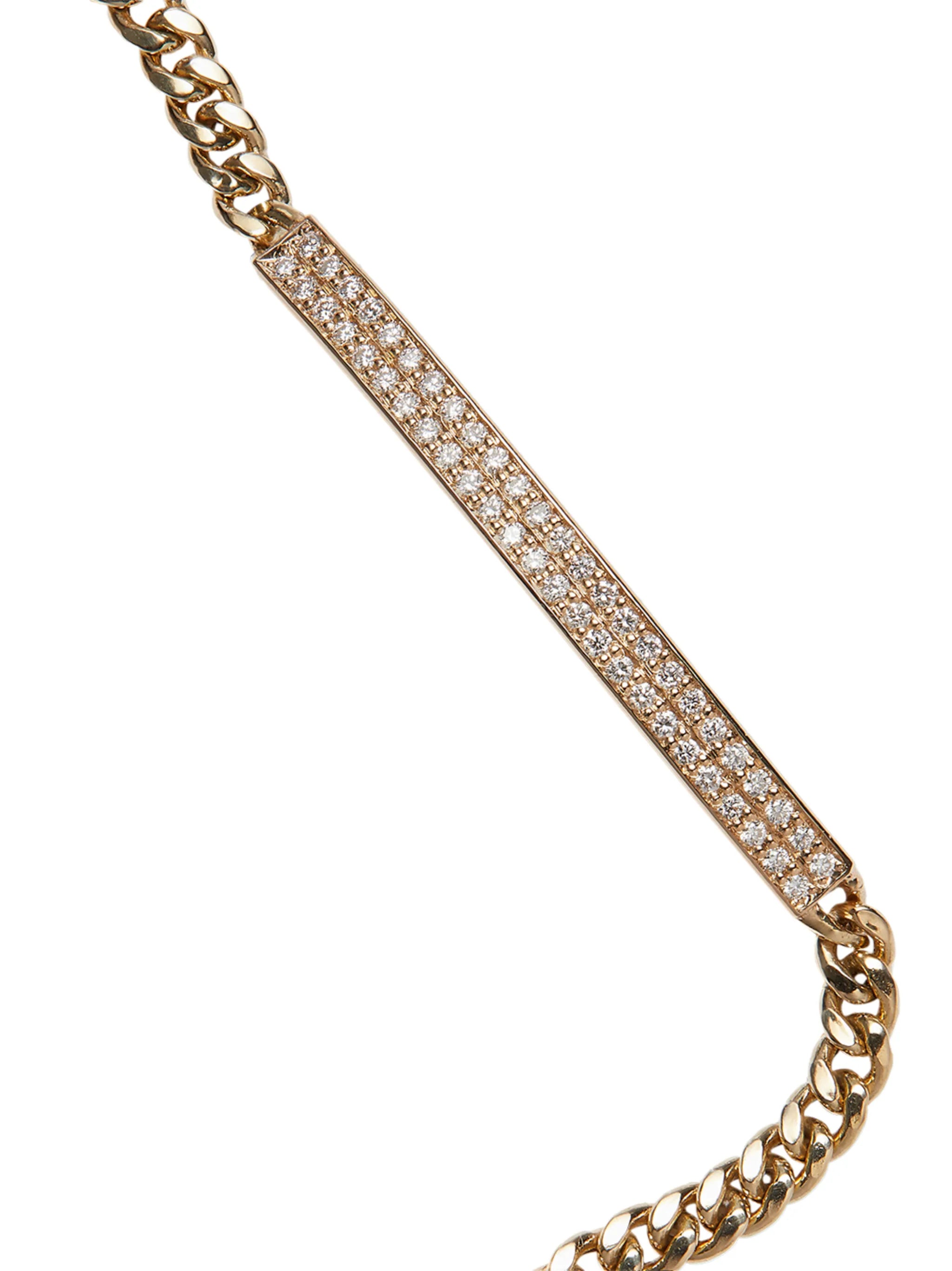 14kt yellow gold Small curb-chain diamond bracelet