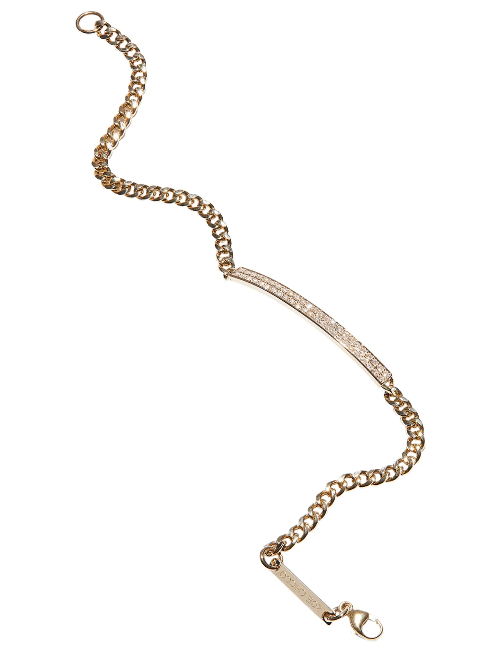 14kt yellow gold Small curb-chain diamond bracelet