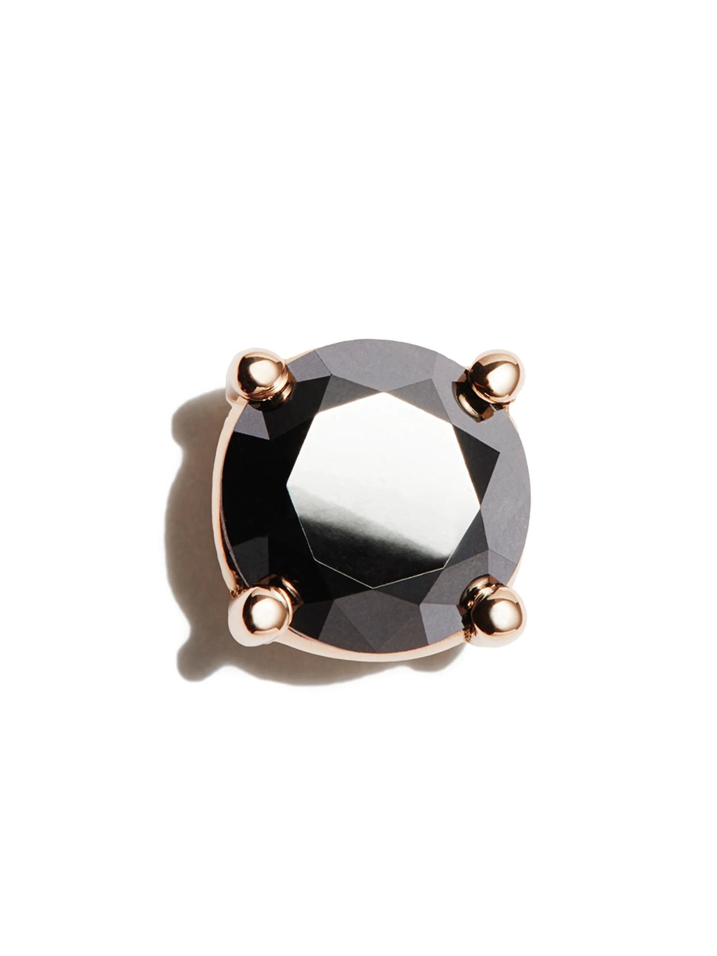 18kt round black diamond stud earring