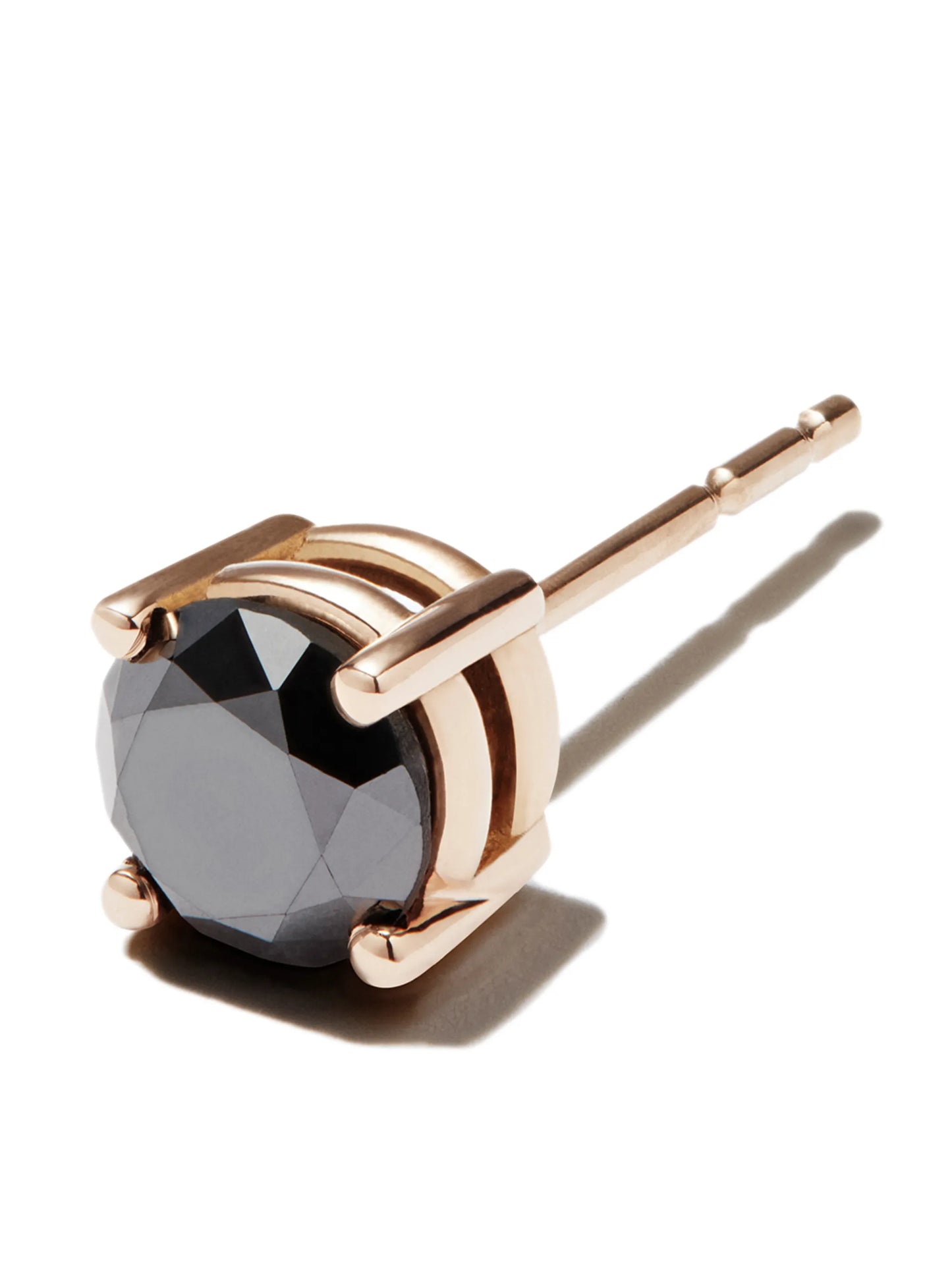 18kt round black diamond stud earring