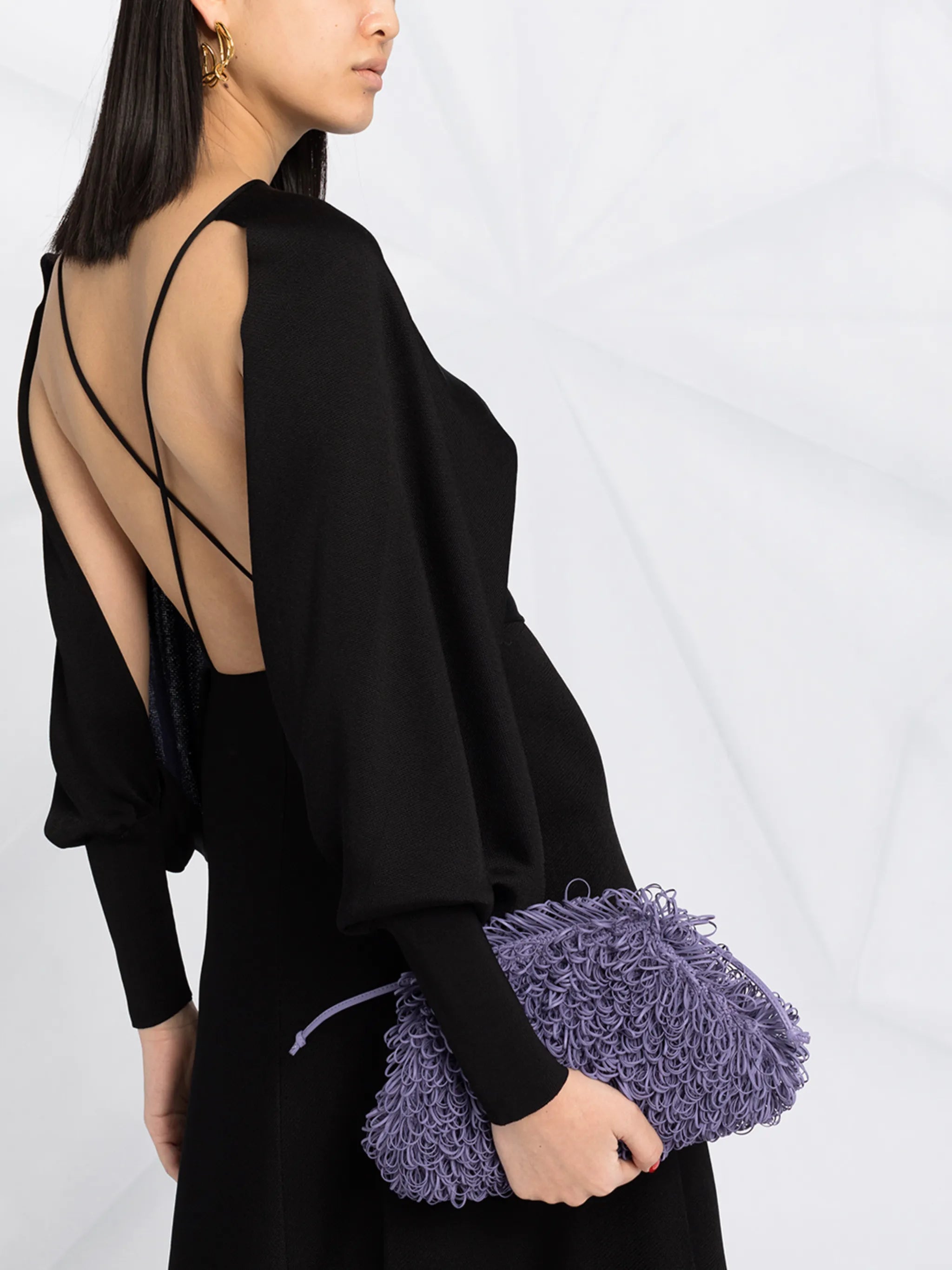 puff-sleeve mid-length dress
