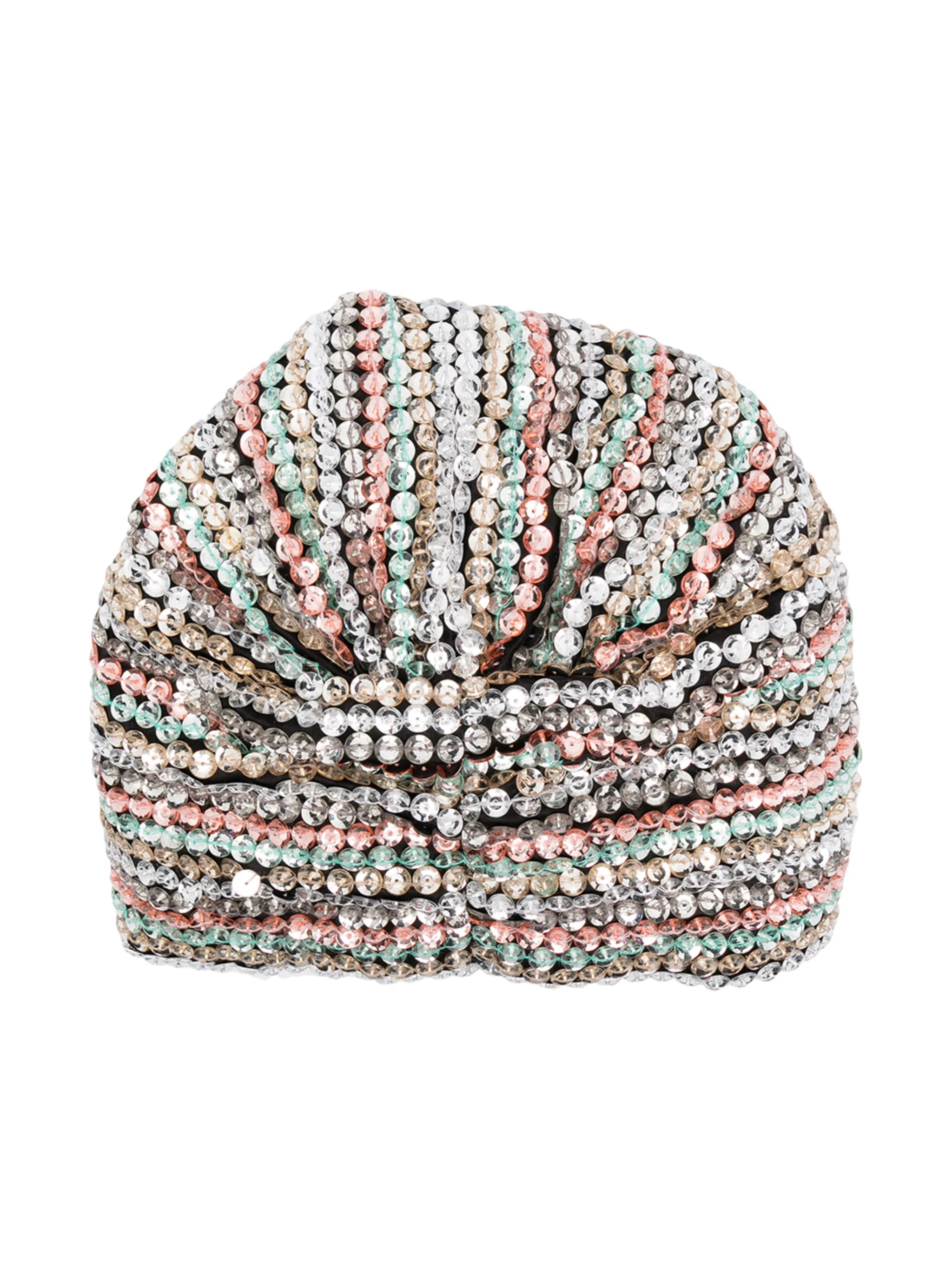 sequin-embellished turban