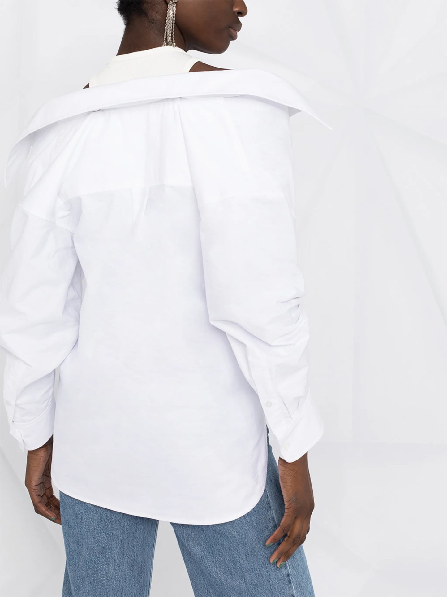 layered off-the-shoulder shirt