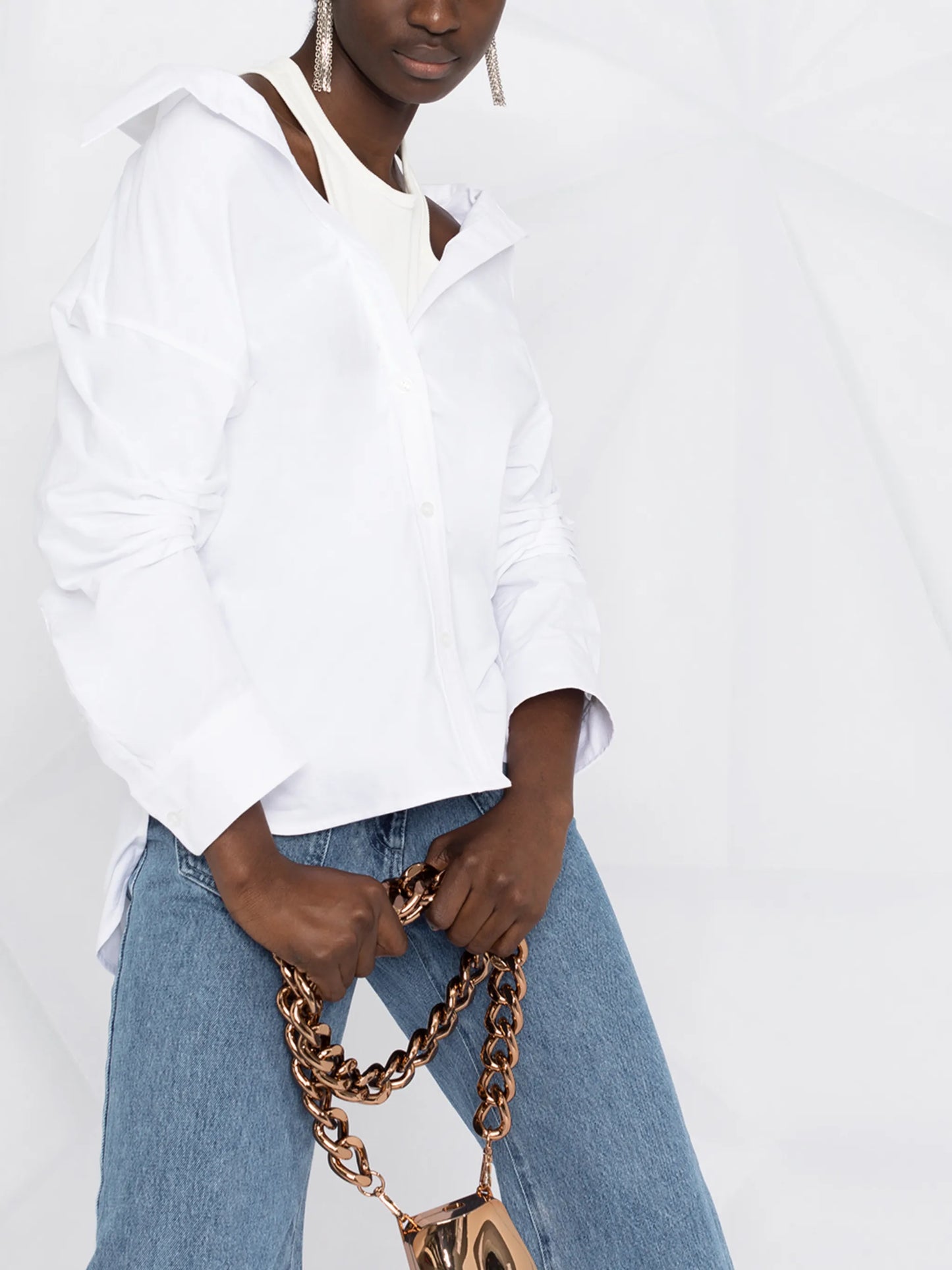 layered off-the-shoulder shirt