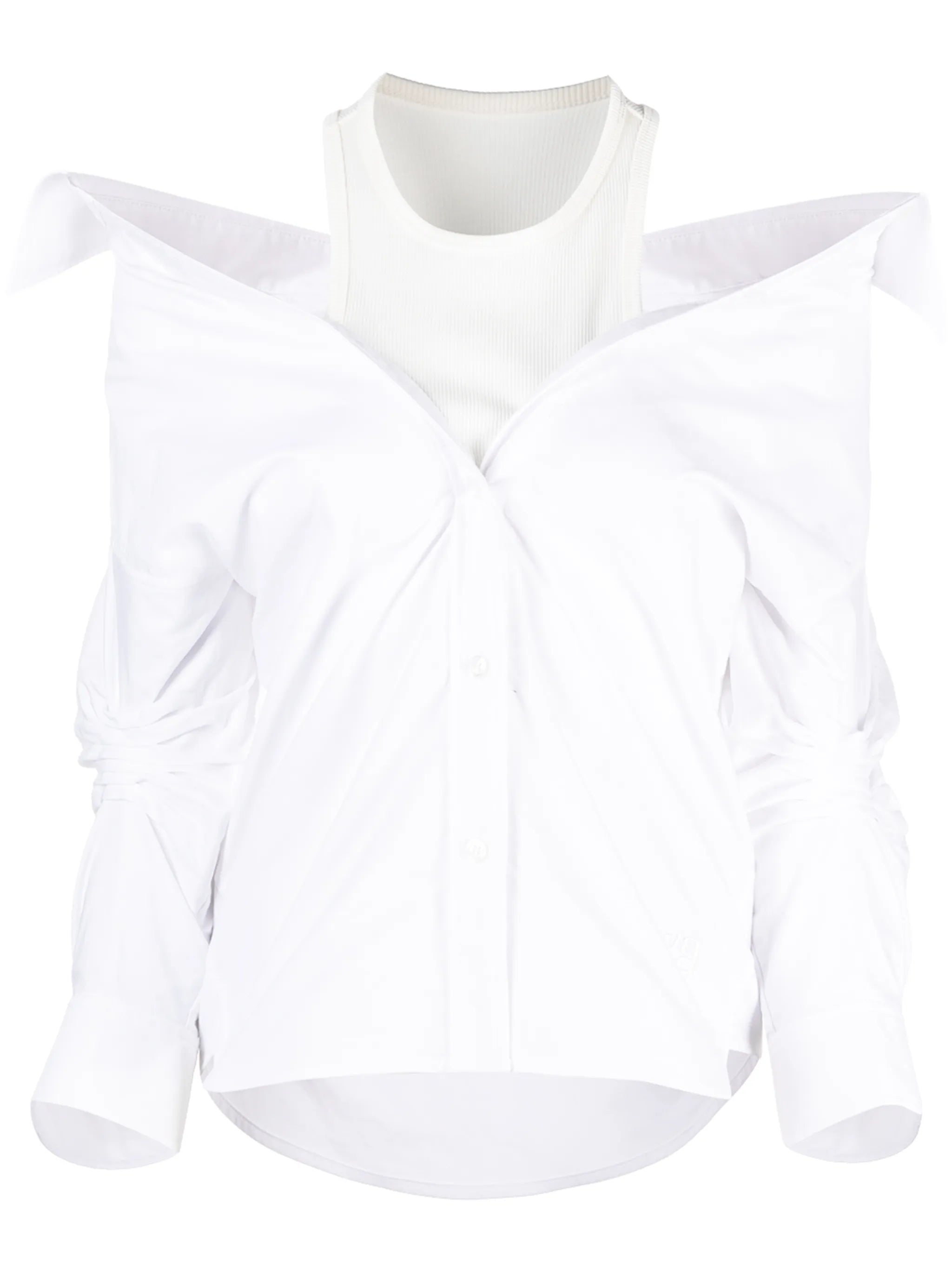 layered off-the-shoulder shirt