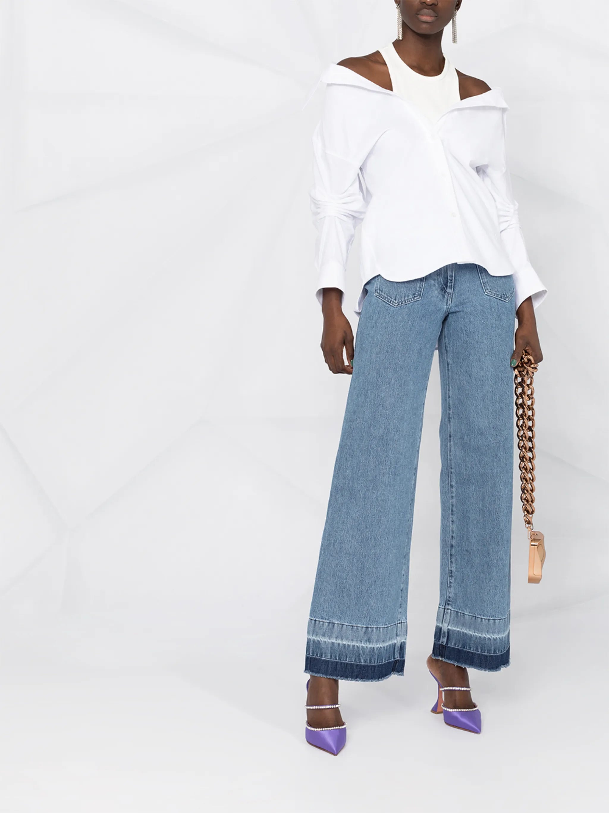 layered off-the-shoulder shirt