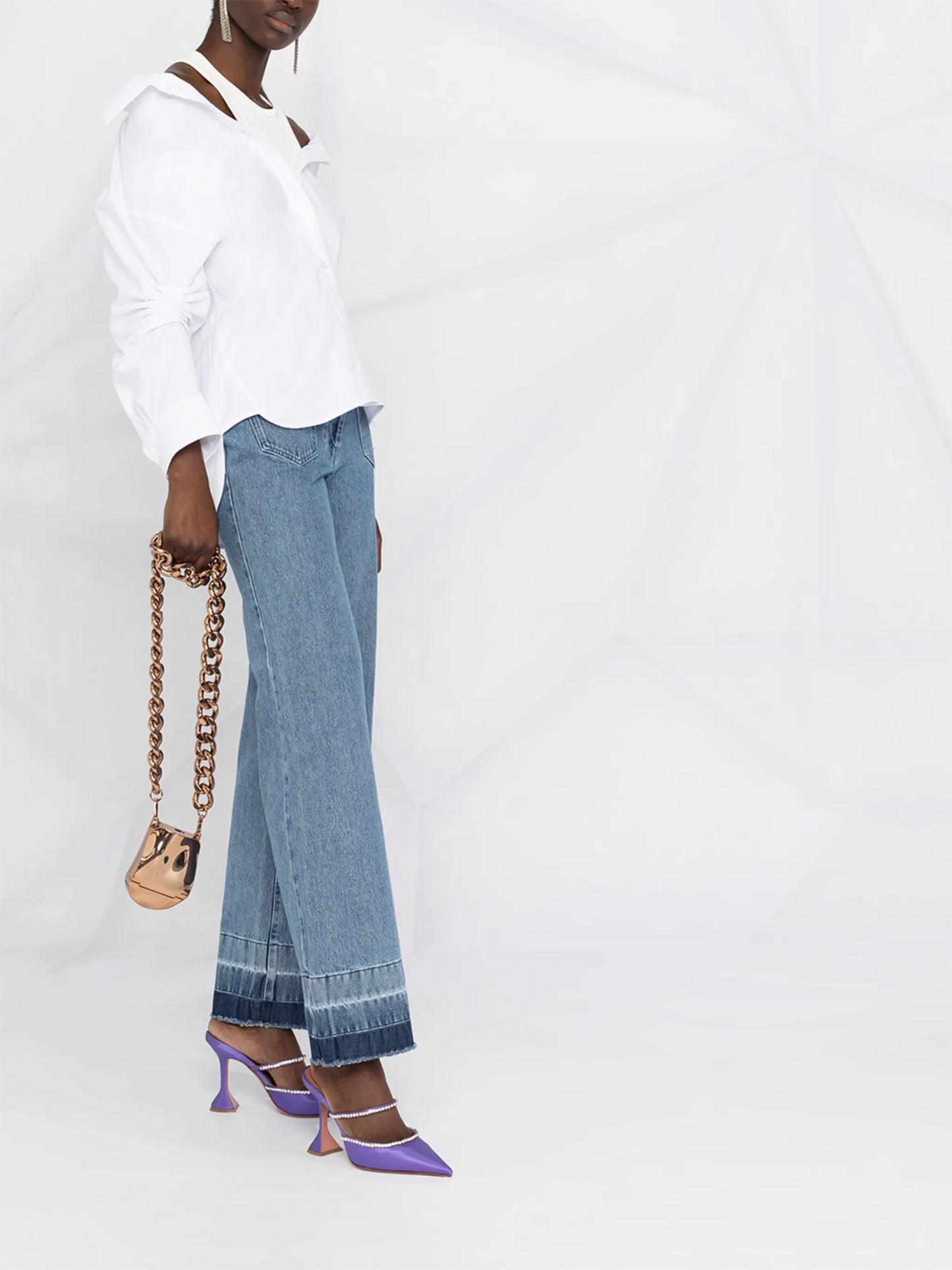 layered off-the-shoulder shirt