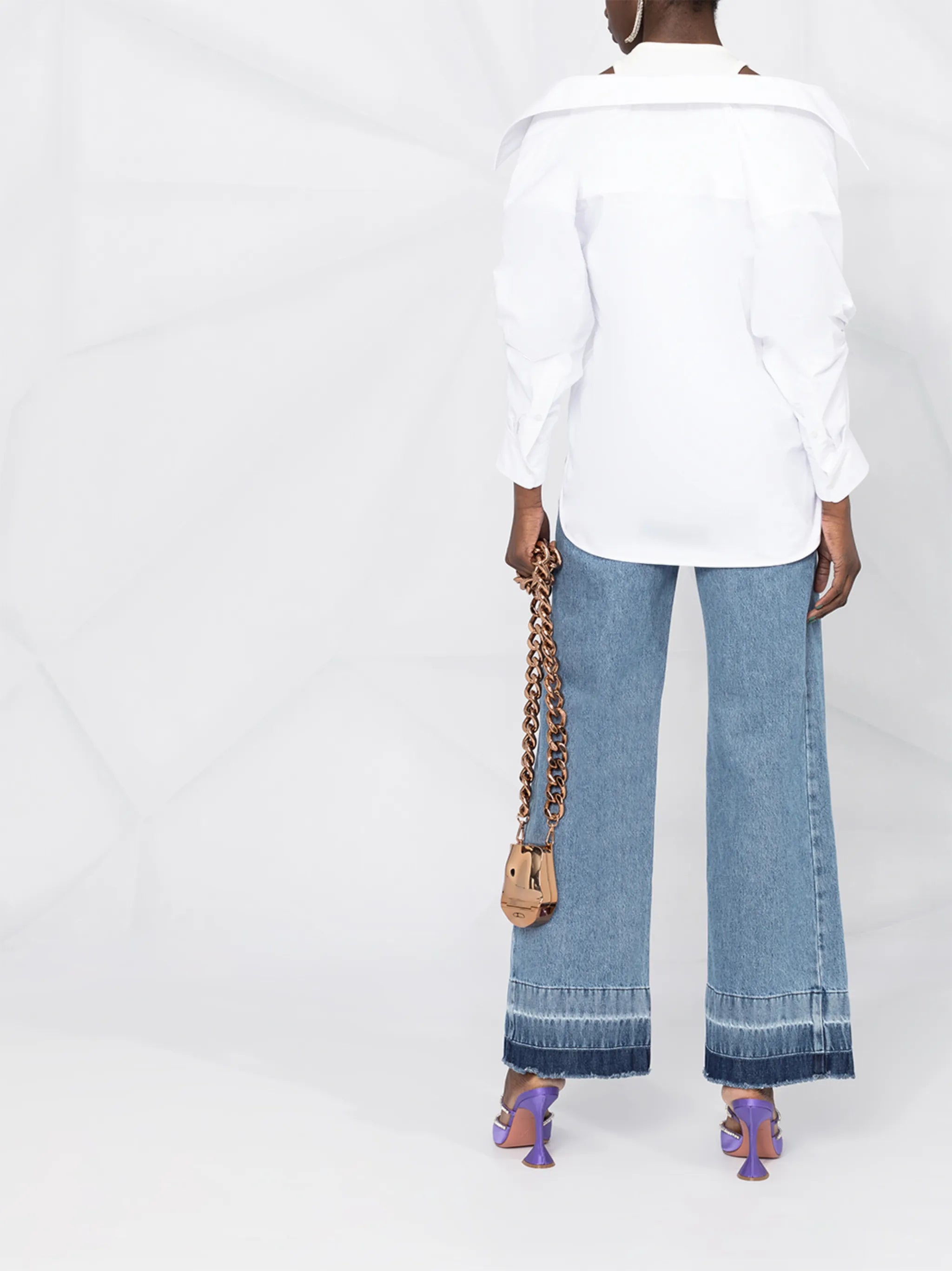 layered off-the-shoulder shirt