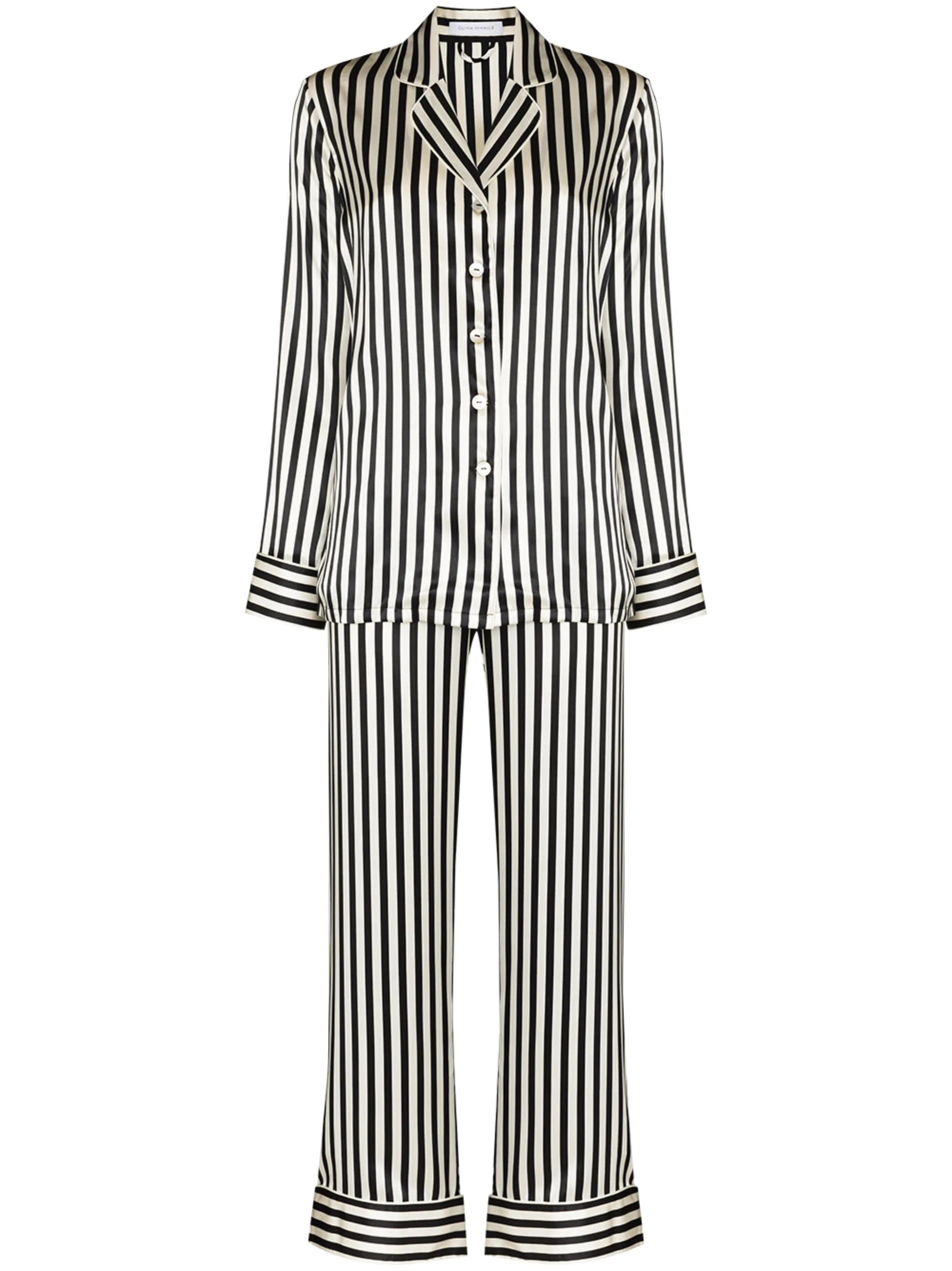 stripe print silk pajama set