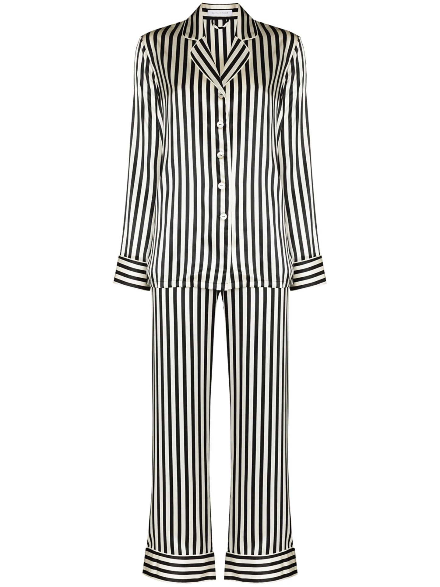 stripe print silk pajama set