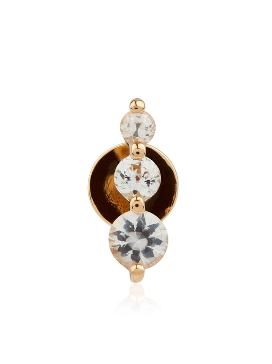 14kt yellow gold Stone sapphire single stud earring