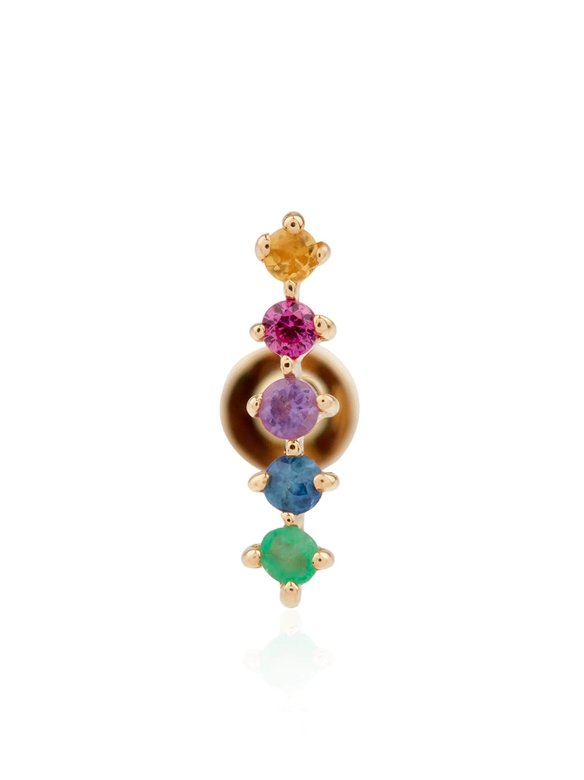 Rainbow 14kt yellow gold stud earring