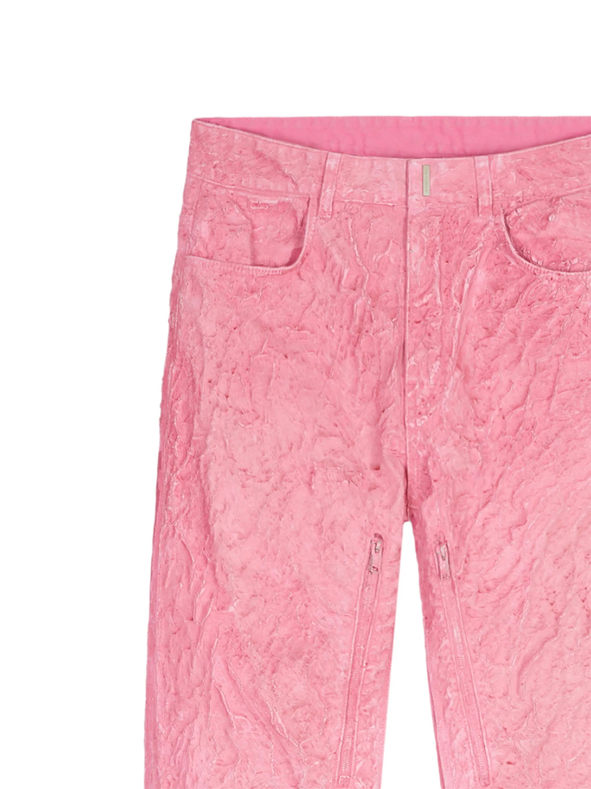 crinkled-finish straight-leg jeans