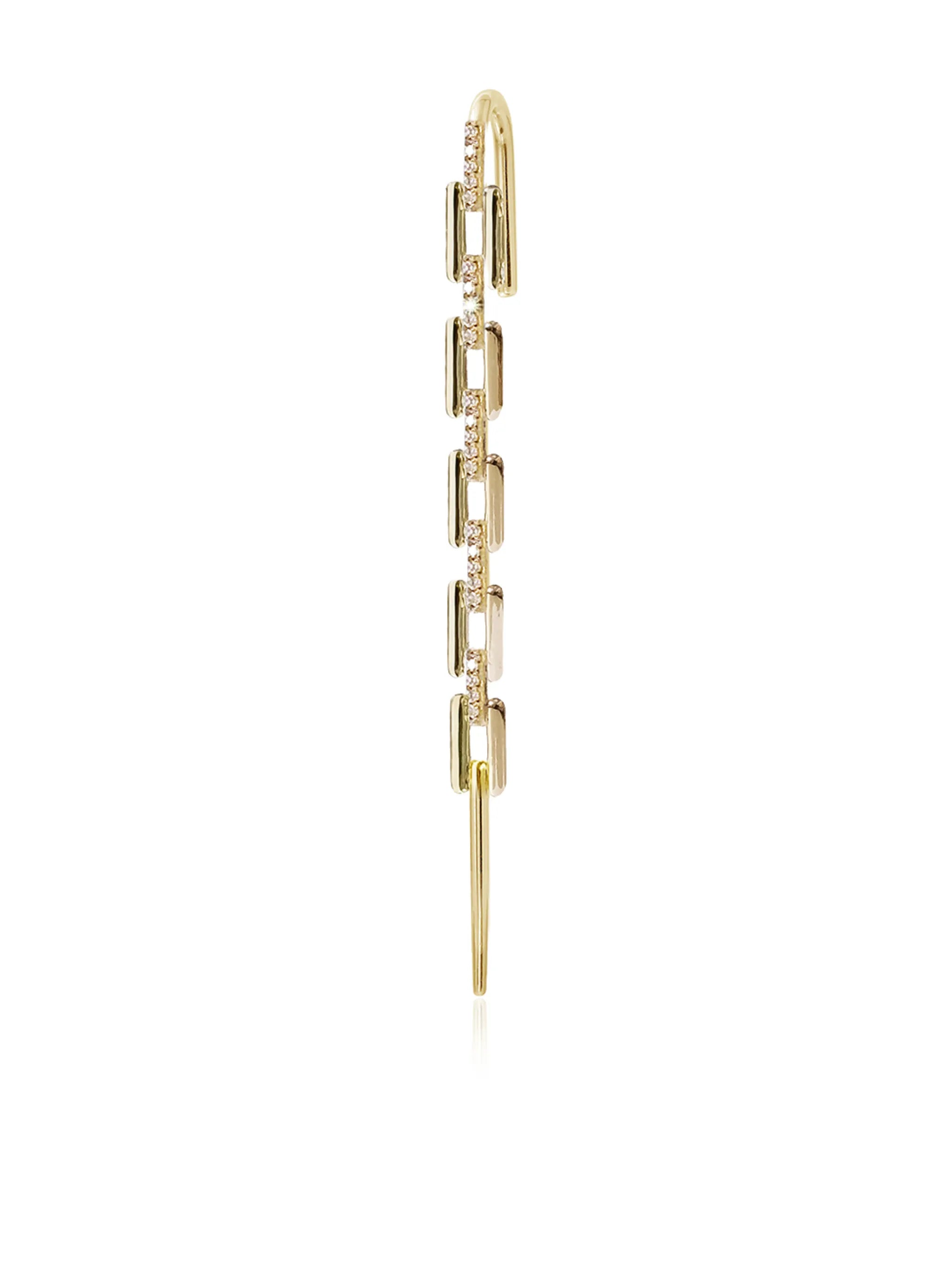 18kt yellow gold Pave Charlie ear pin
