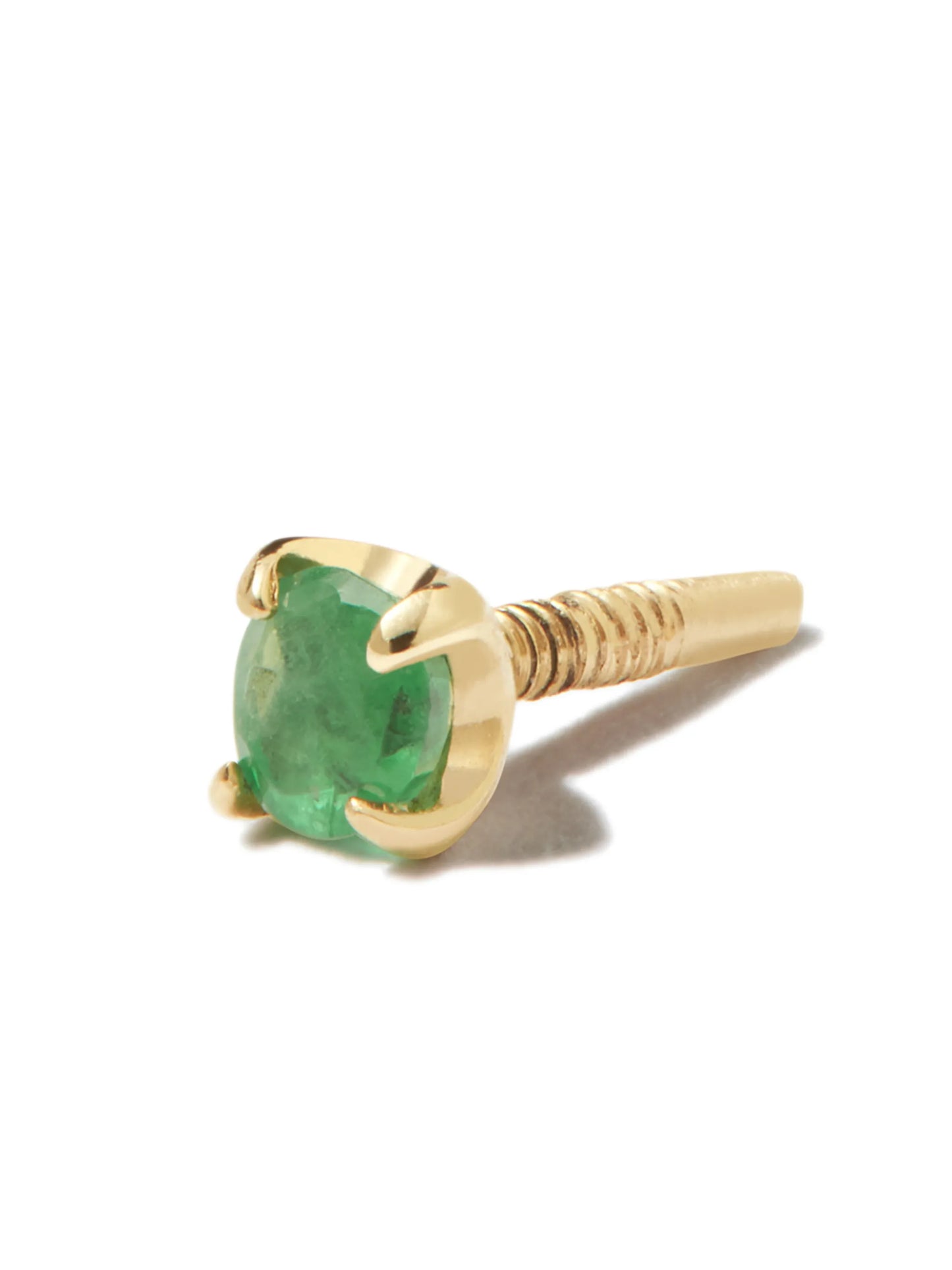 14kt yellow gold emerald stud single earring