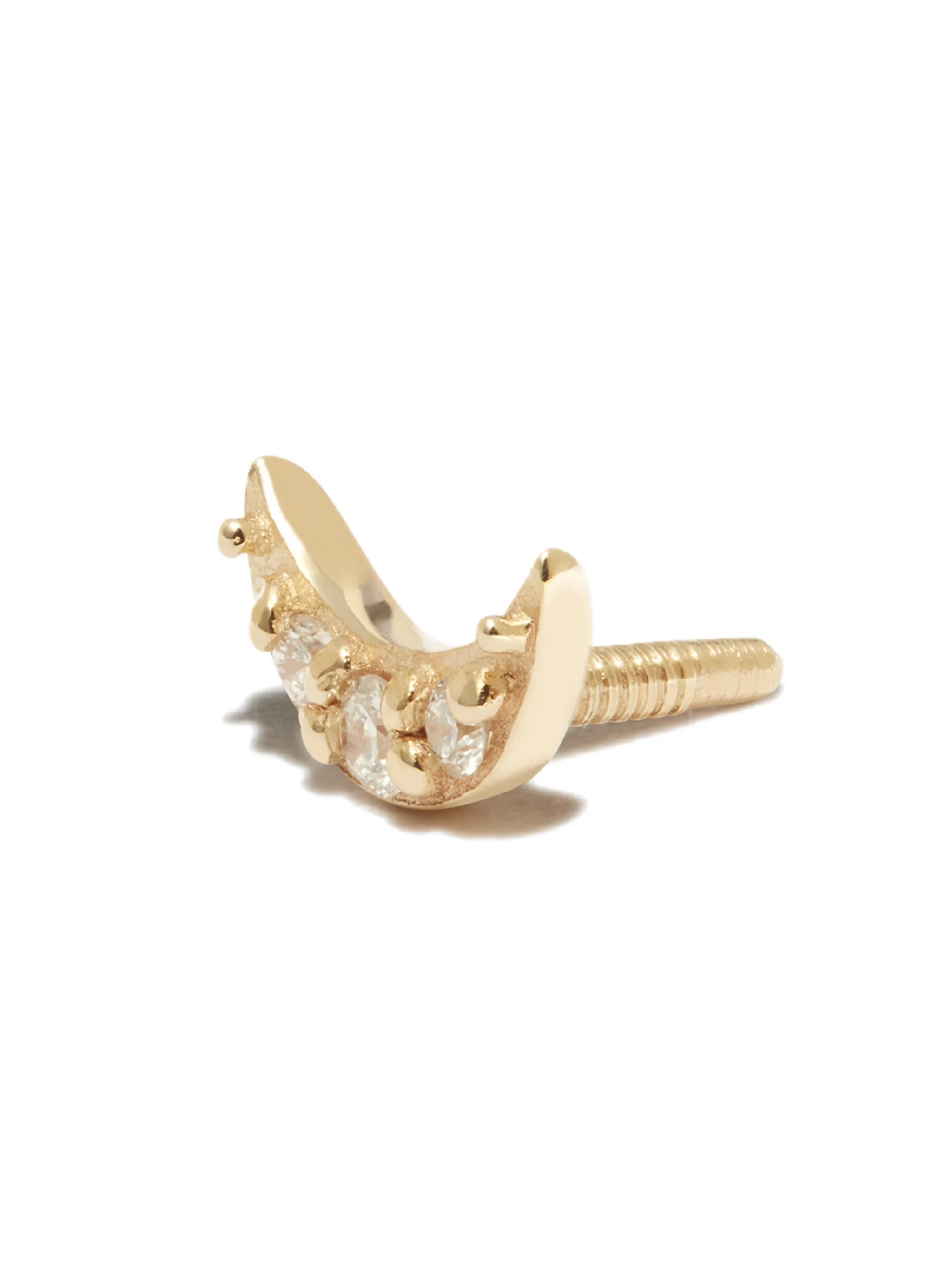 14K yellow gold Moon stud earring