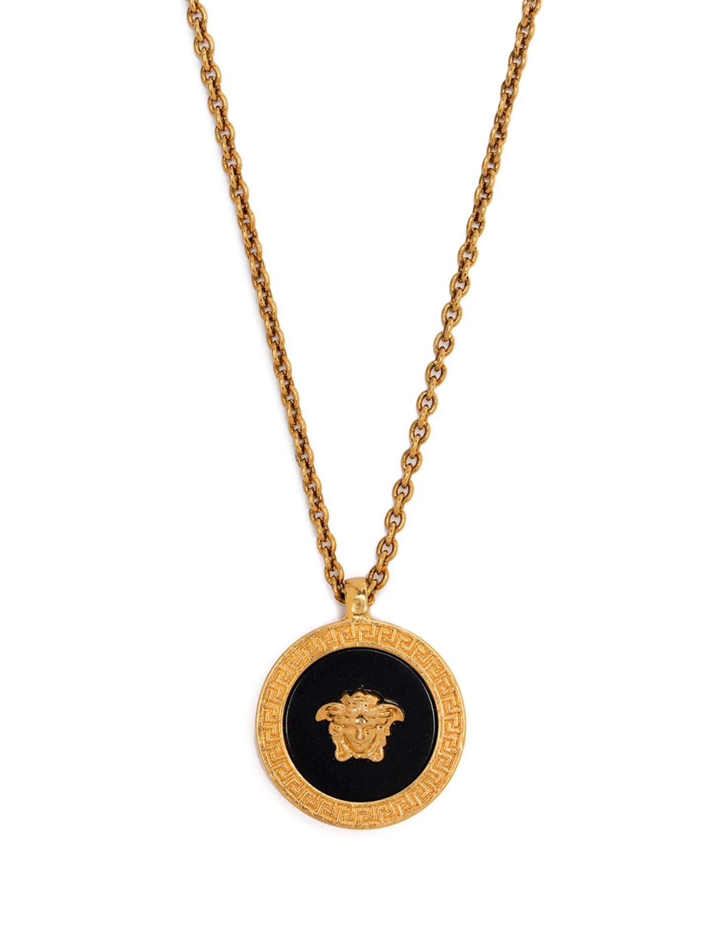 Medusa-head Greca-border necklace
