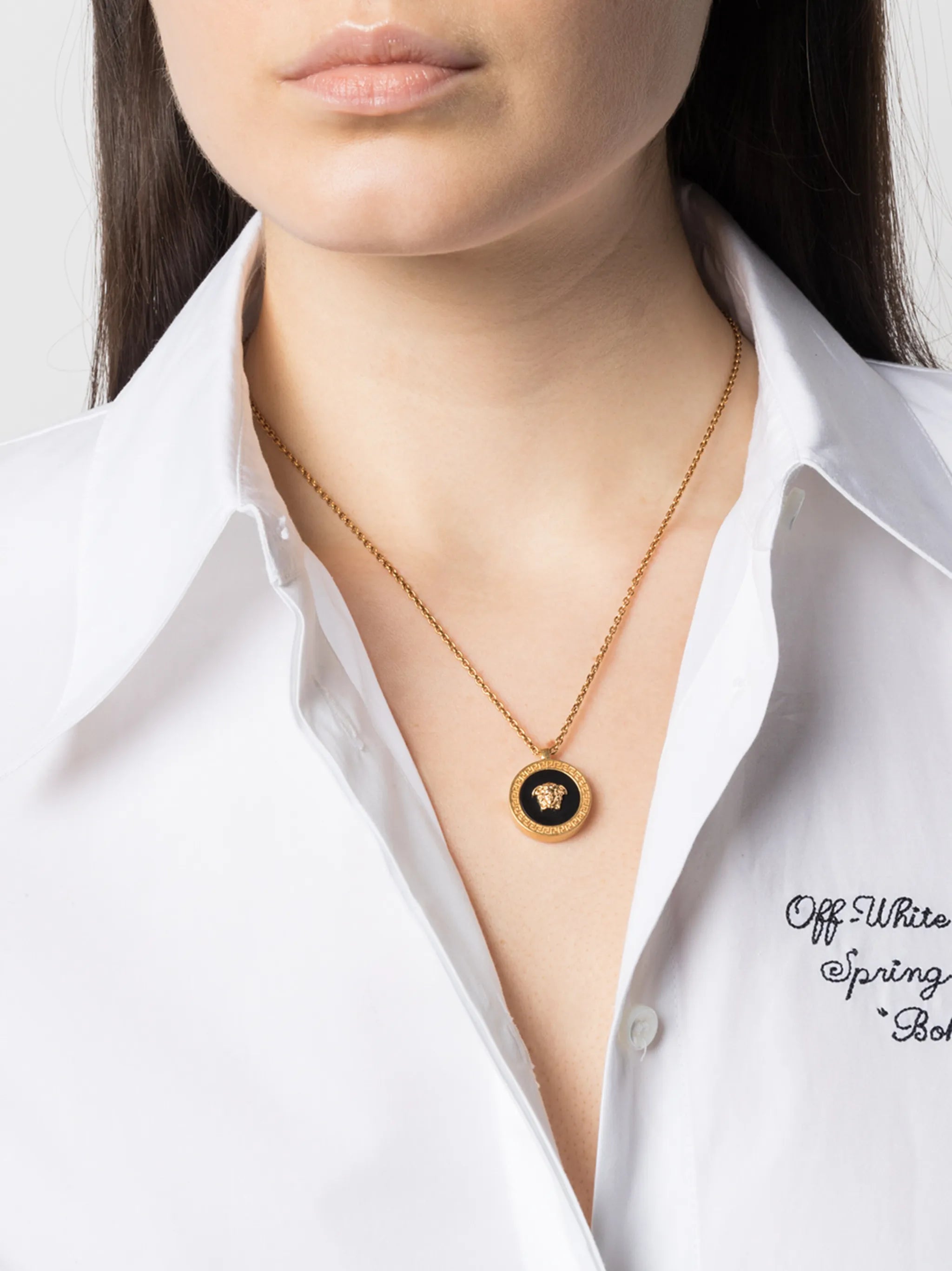 Medusa-head Greca-border necklace