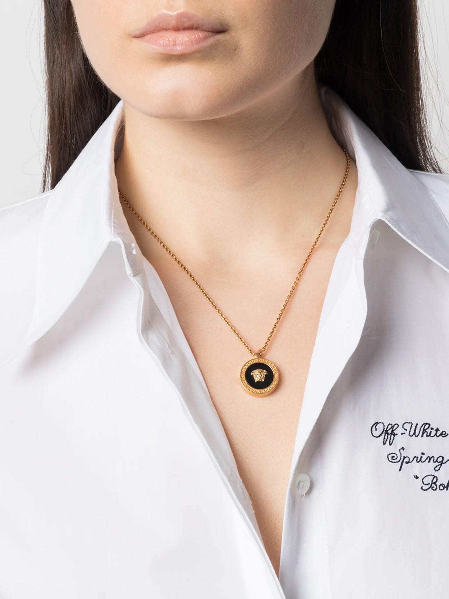 Medusa-head Greca-border necklace