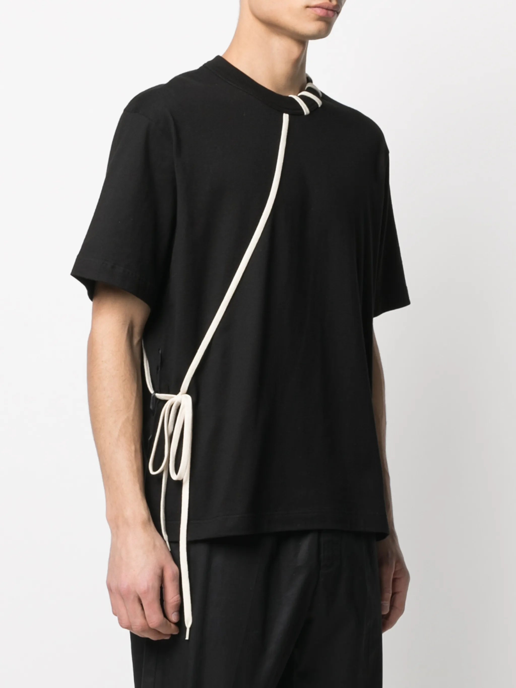 contrasting lace cotton T-shirt