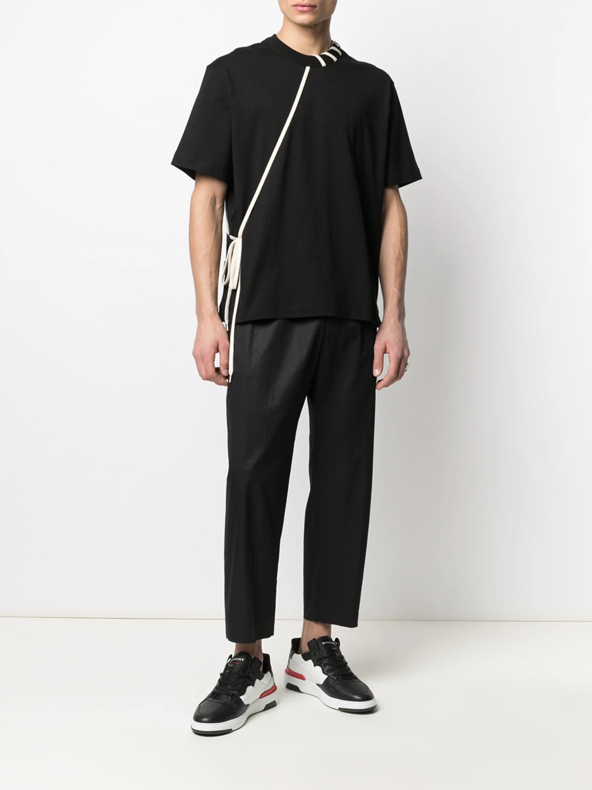 contrasting lace cotton T-shirt
