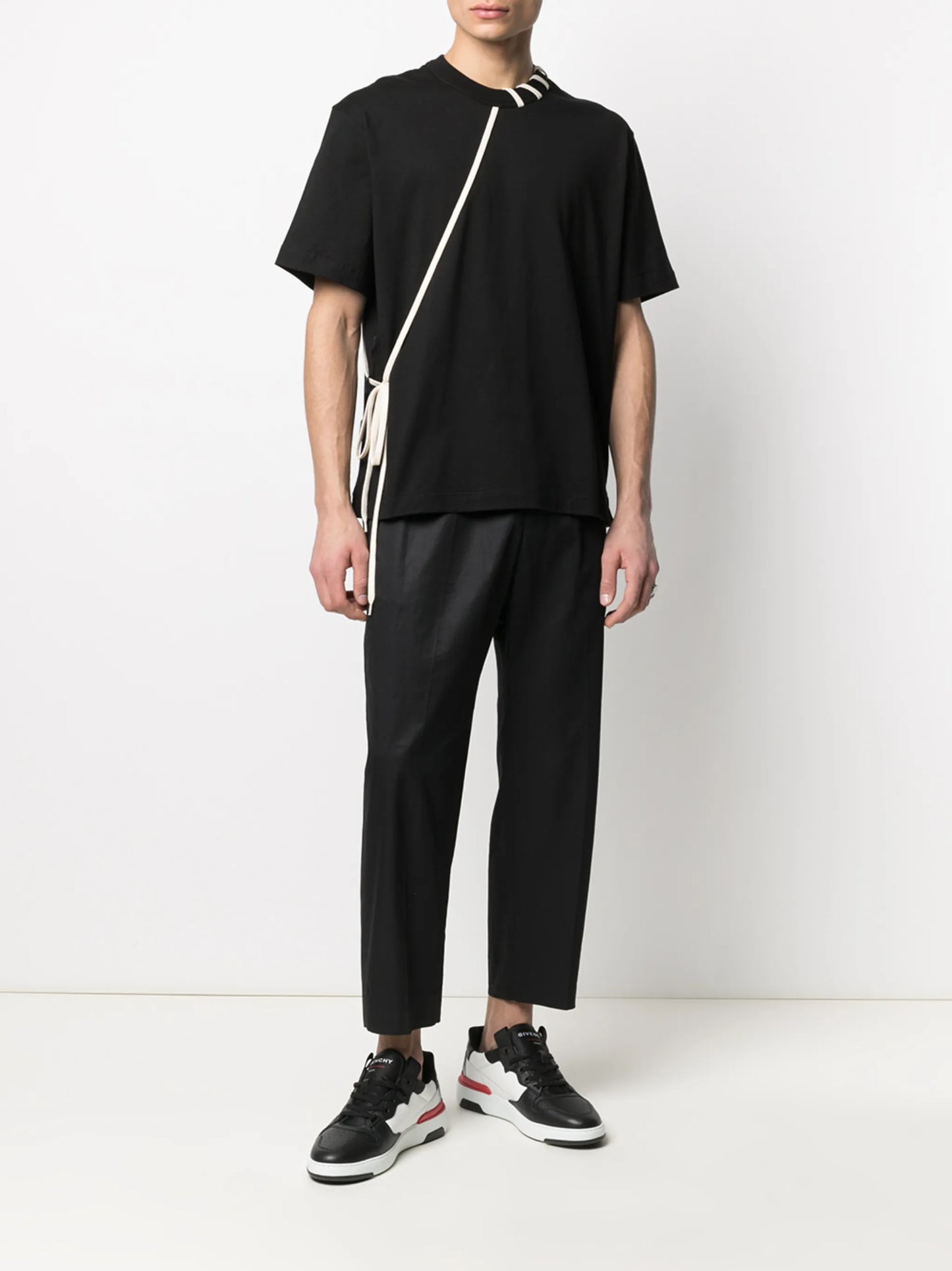 contrasting lace cotton T-shirt