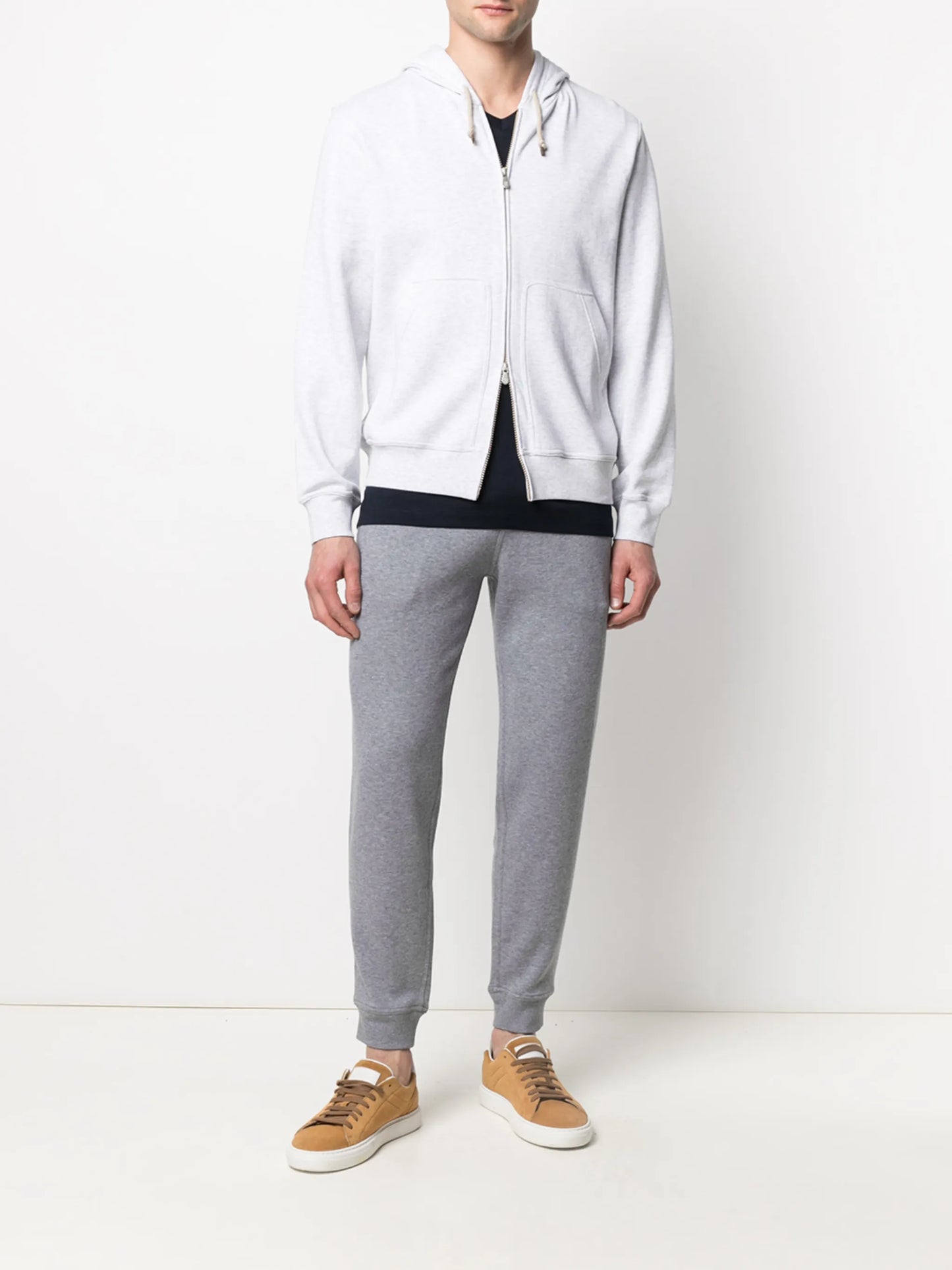 tapered cotton-blend trousers