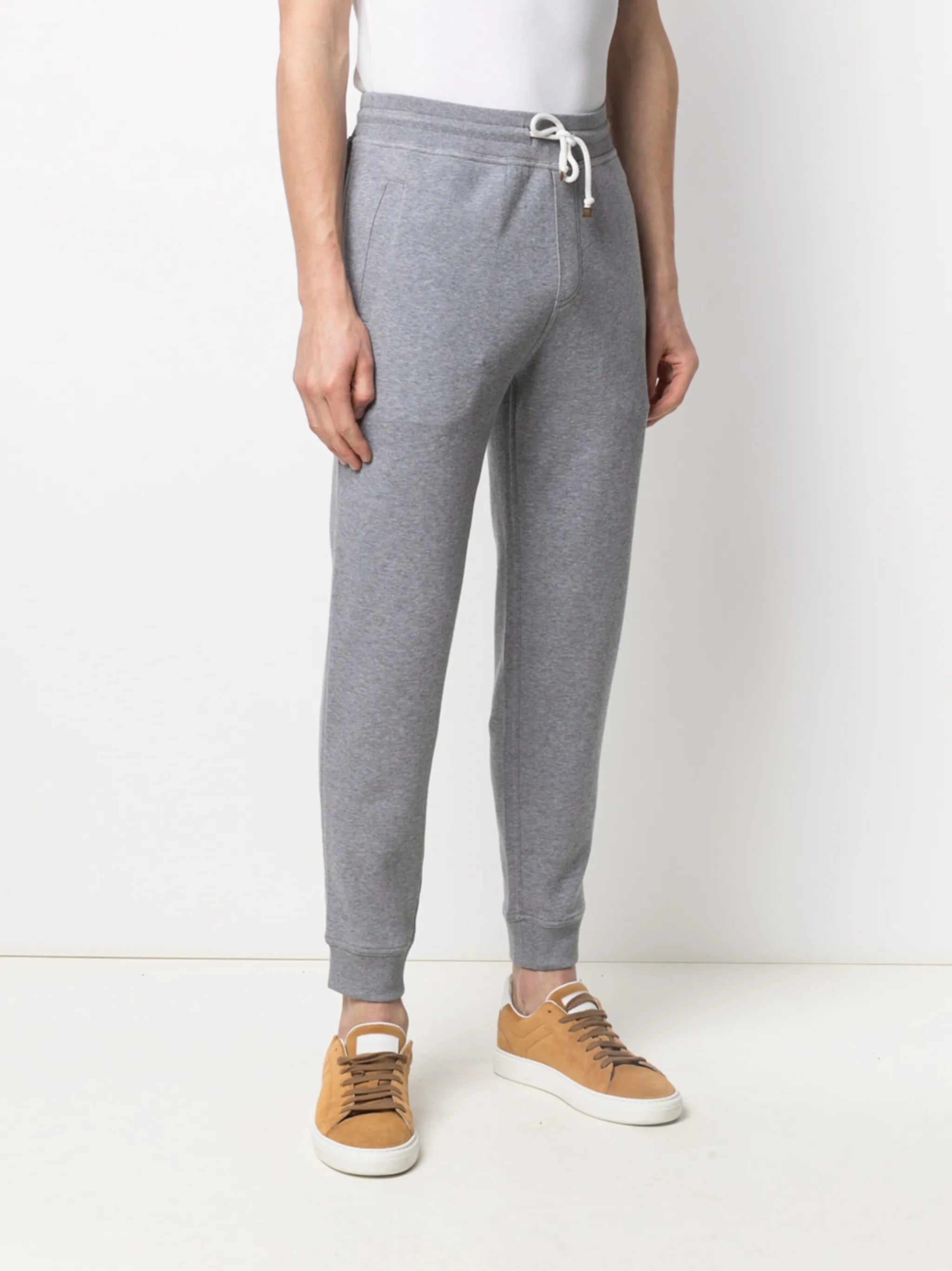 tapered cotton-blend trousers