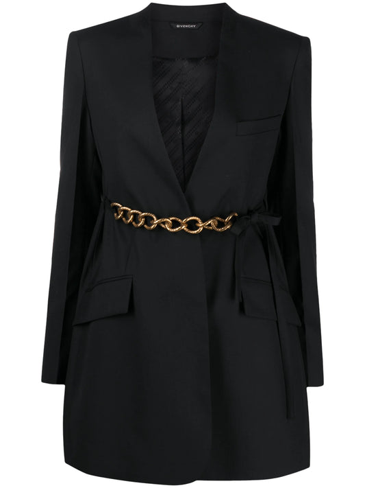 belted chain blazer jacket