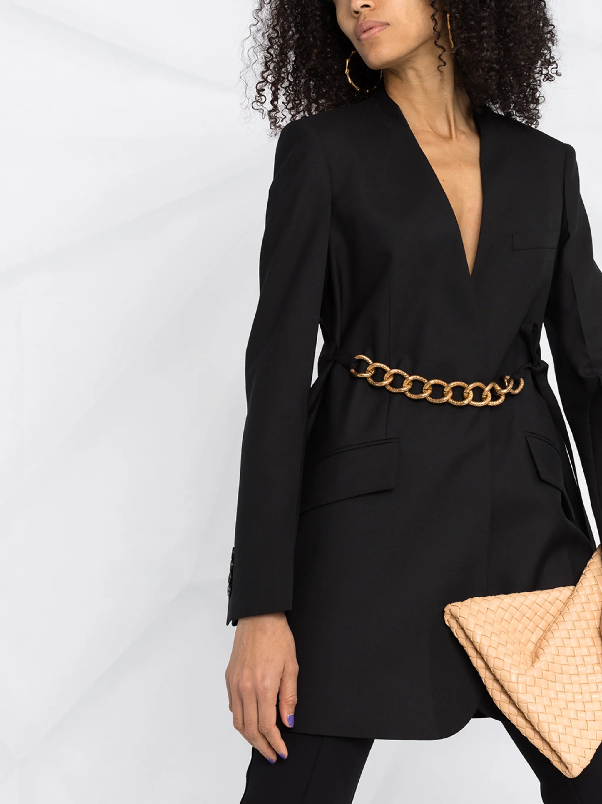 belted chain blazer jacket