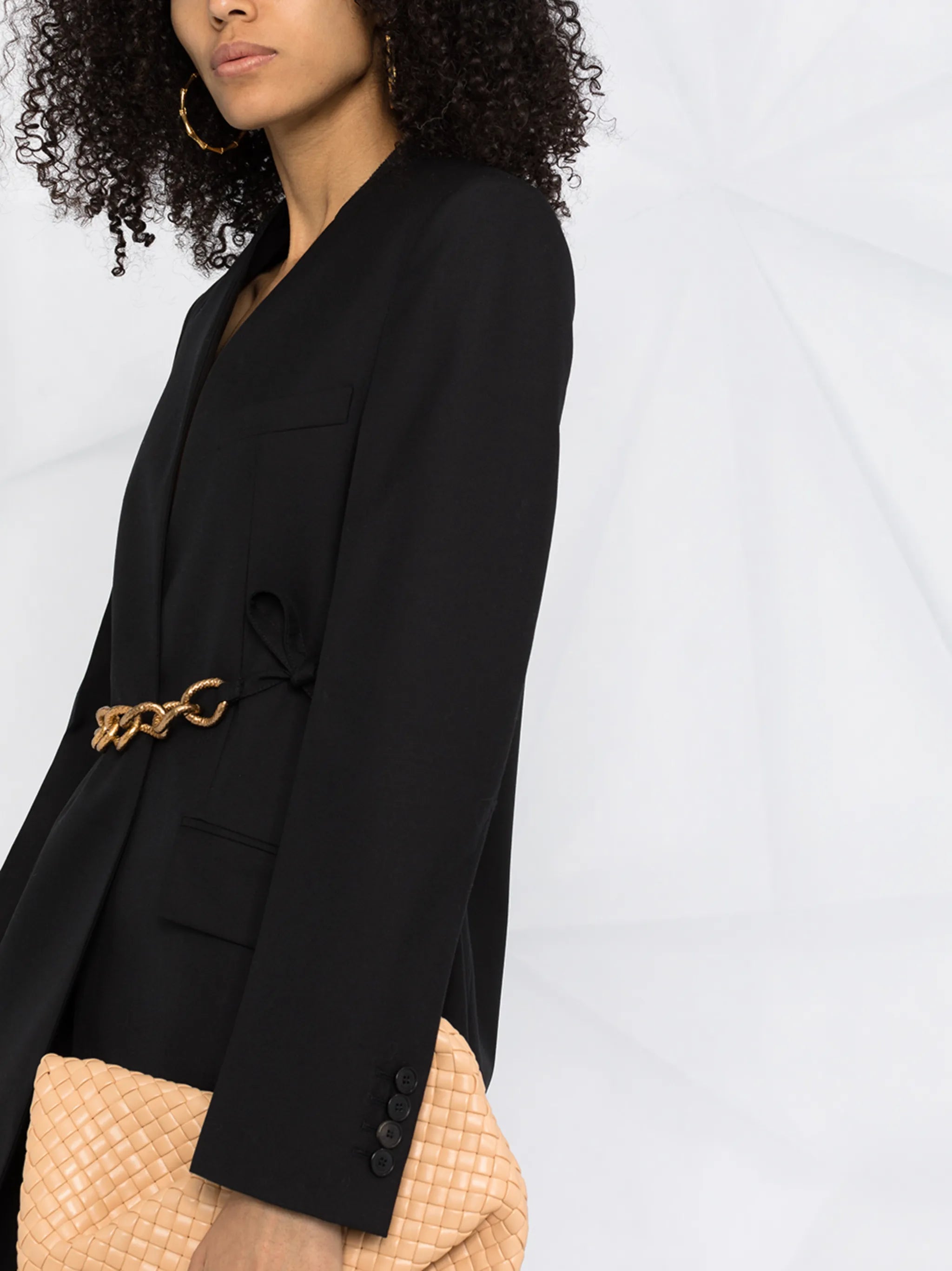 belted chain blazer jacket