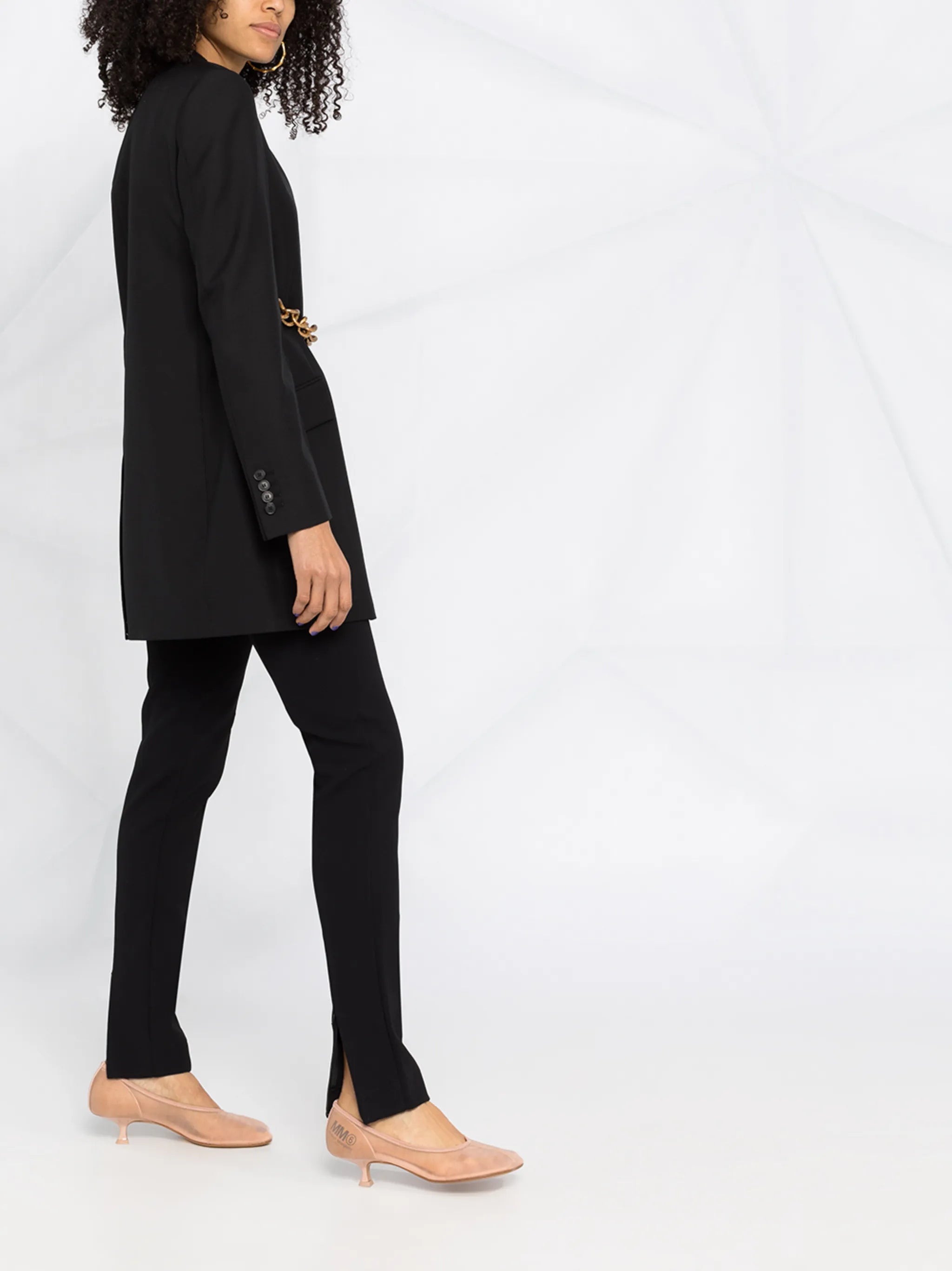 belted chain blazer jacket